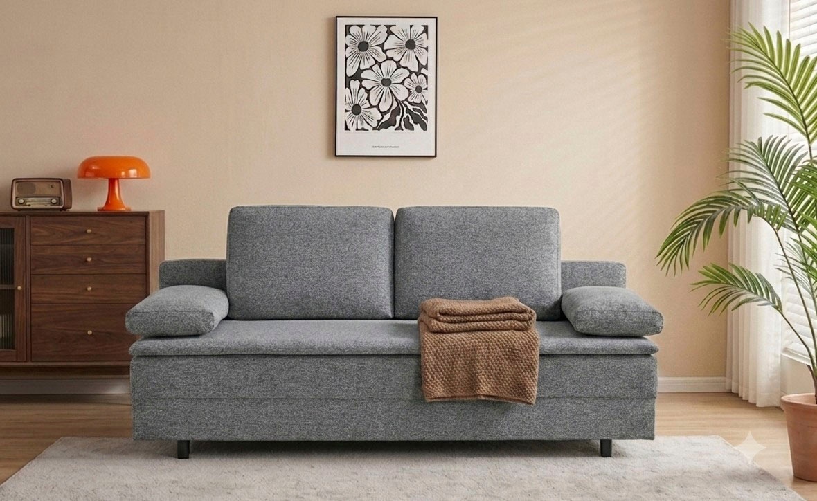 OTTO home Schlafsofa »JANNIKO Feinstruktur, Breite: 193 cm, Liegefläche 124x193 cm« mit Bettfunktion & Bettkasten, Matten-Polsterung