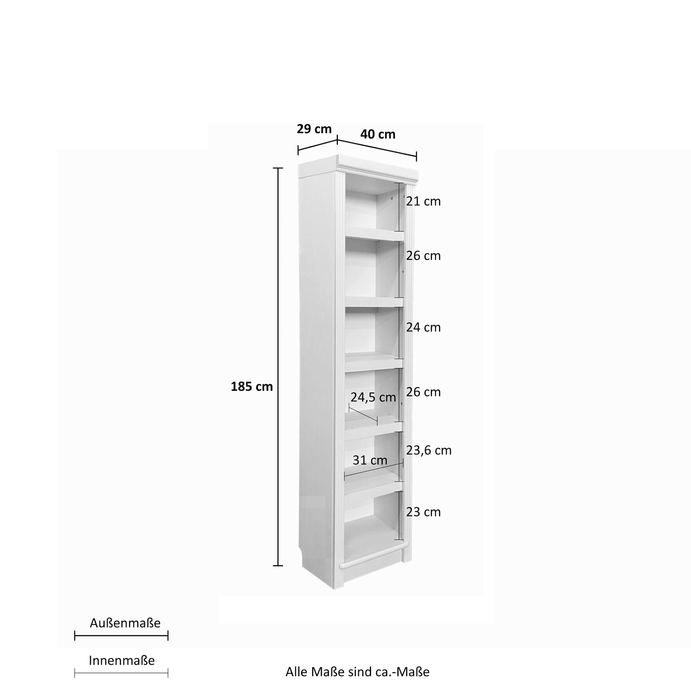 Home affaire Bücherregal »Soeren«, aus massiver Kiefer, in 2 Höhen, Tiefe 29 cm, mit viel Stauraum