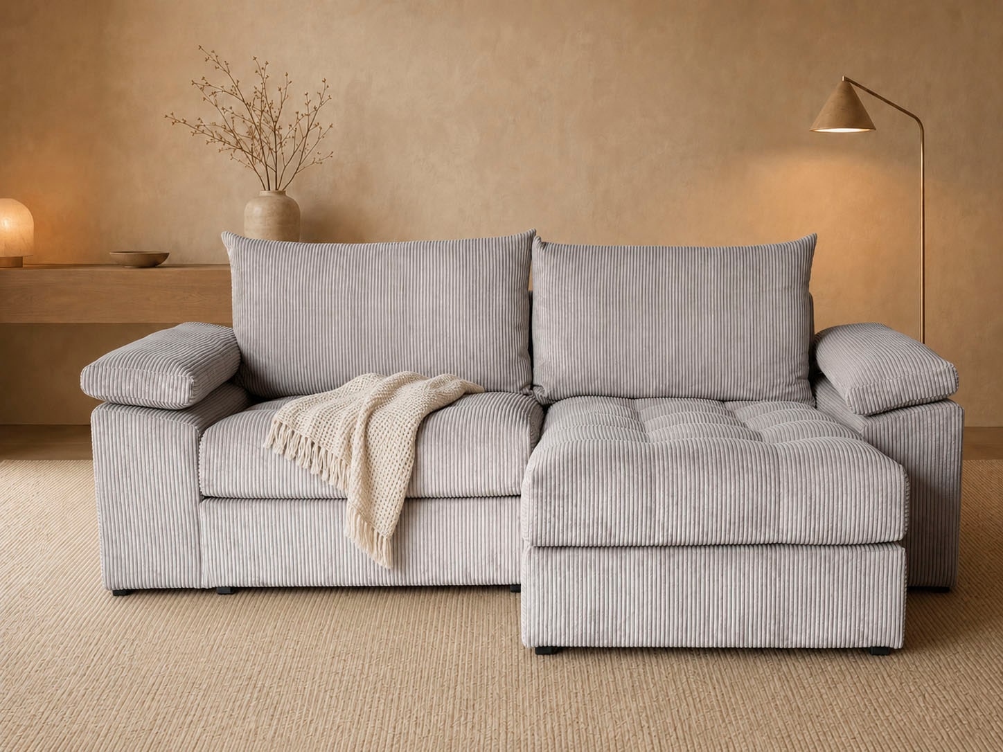 OTTO home Ecksofa "Soft&Cosy Pik XL, L-Form, B: 246 cm, Mega Sofa in Cord" Lounge-Komfort mit edler Sitzsteppung, Federkern