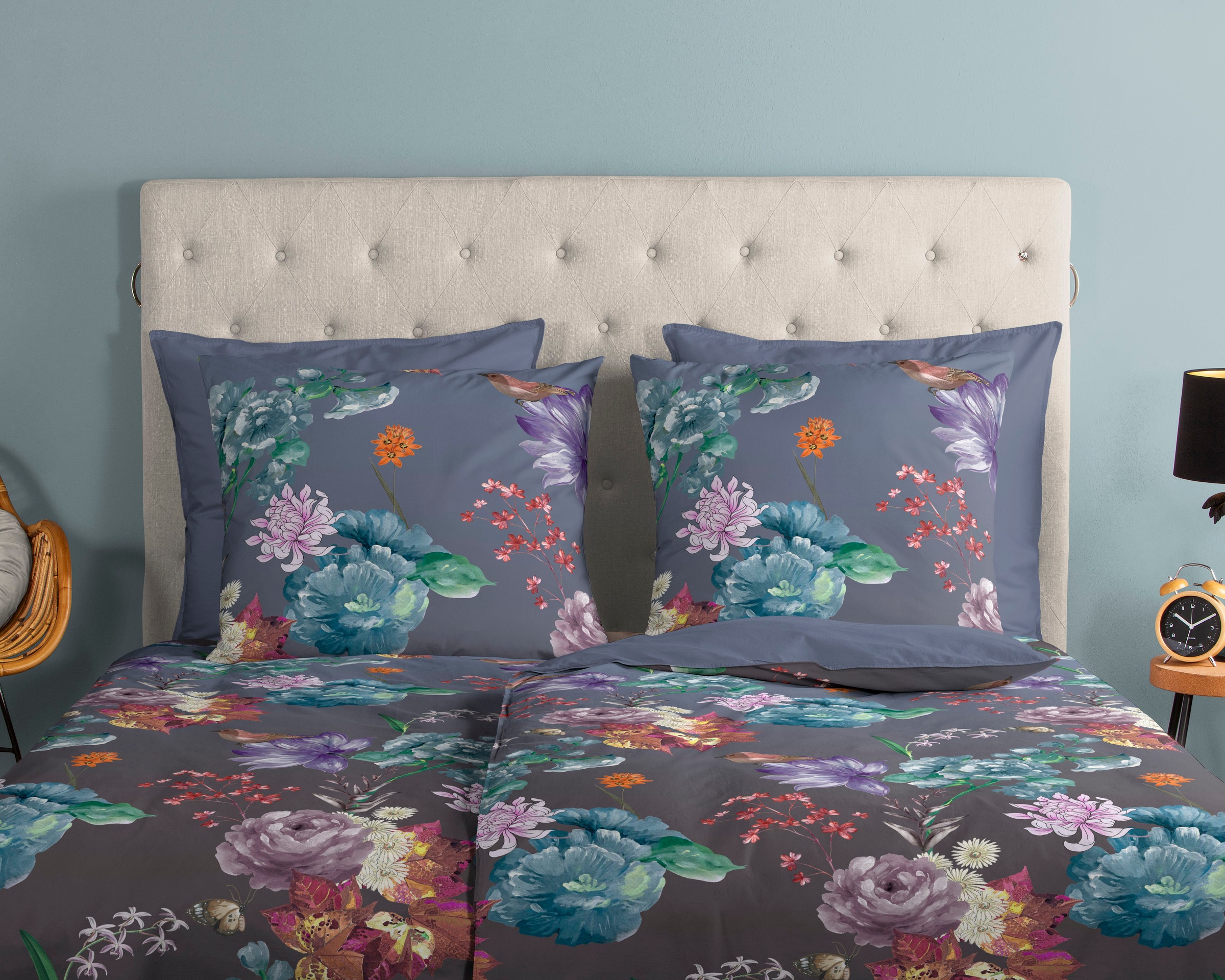 good morning Wendebettwäsche »Quinn1«, Baumwolle, 135x200, 2 Teilig, Reißverschluss, Wendeoptik, Blumen