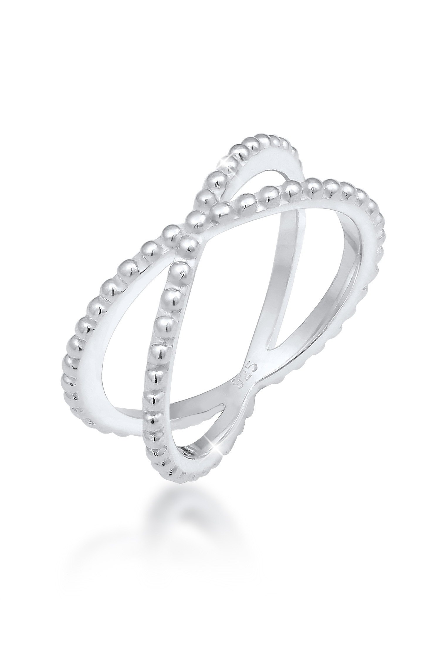 Fingerring ELLI "Wickelring Criss Cross Kugel 25 Silber" Gr. 56, silber, Fingerringe, Damen, 56mm, ohne Stein, Silber 925 (Sterlingsilber), 8mm, Fingerring