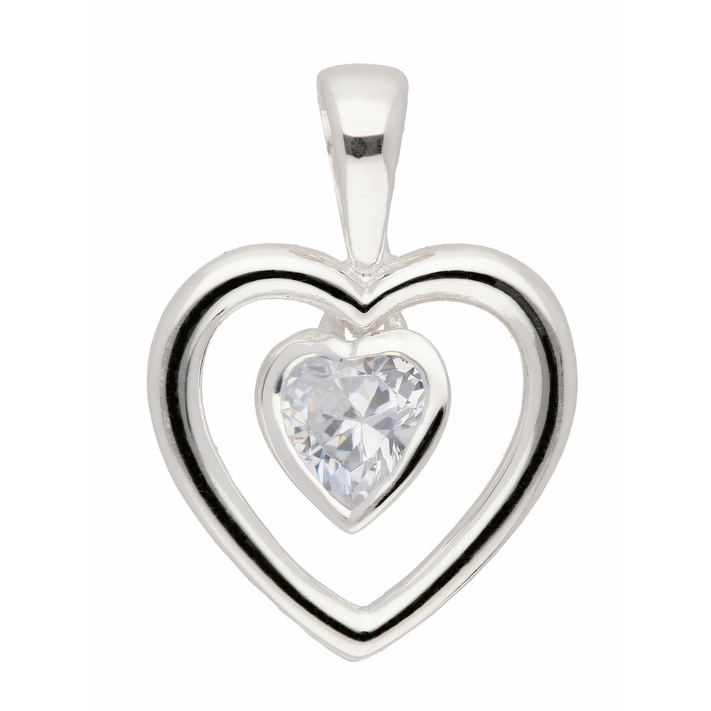 Adelia´s Kettenanhänger »925 Silber Anhänger Herz mit Zirkonia« mit Zirkonia Silberschmuck für Damen