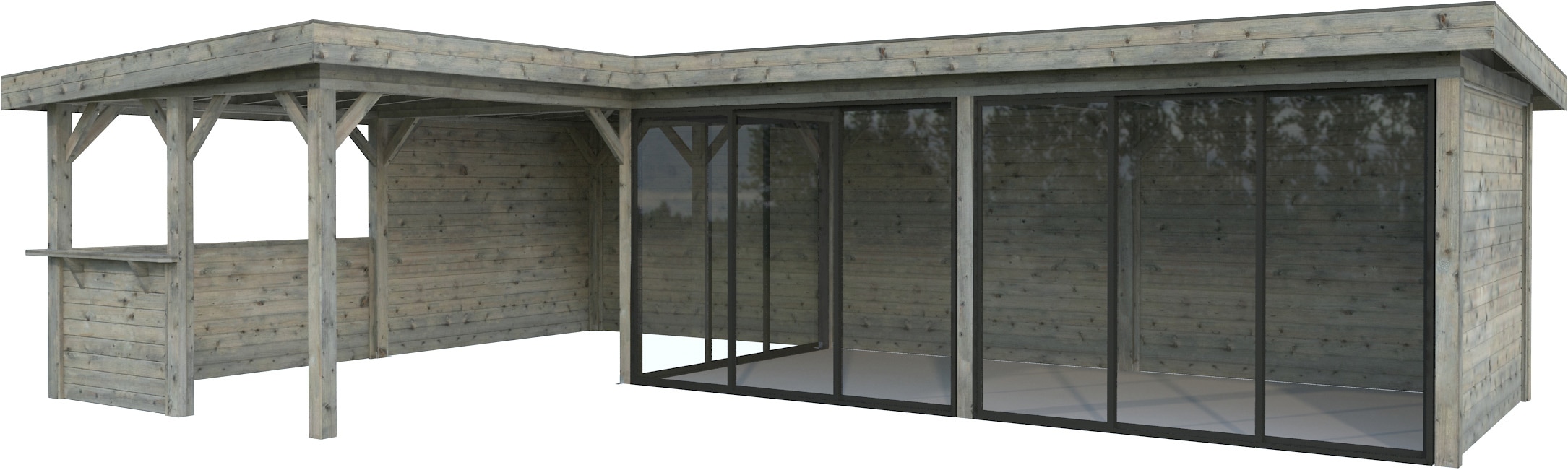Palmako Gartenhaus "Lenna 33,2 m², Set 720 Slide Plus"