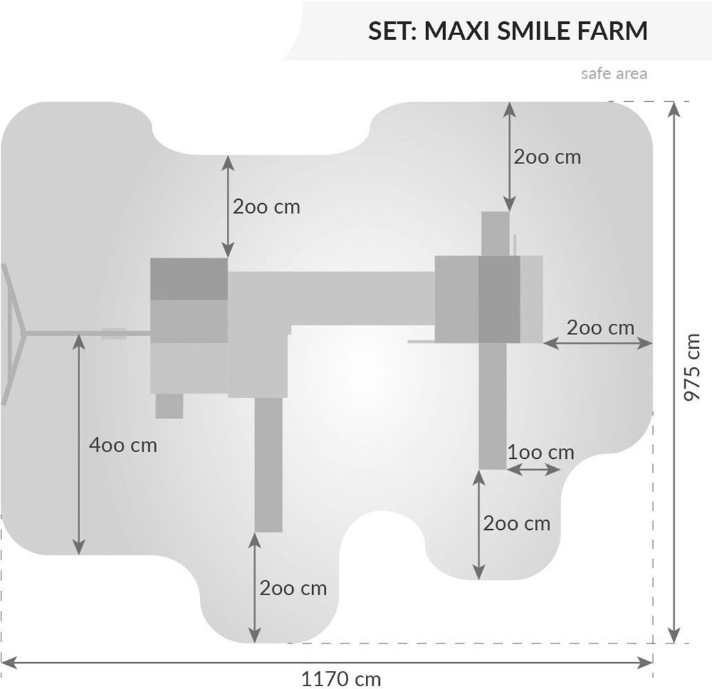 FUNGOO Spielturm »MAXI SET SMILE FARM«, mit Schaukel & Rutsche, Klettererweiterung, Spielhaus, Sandkasten