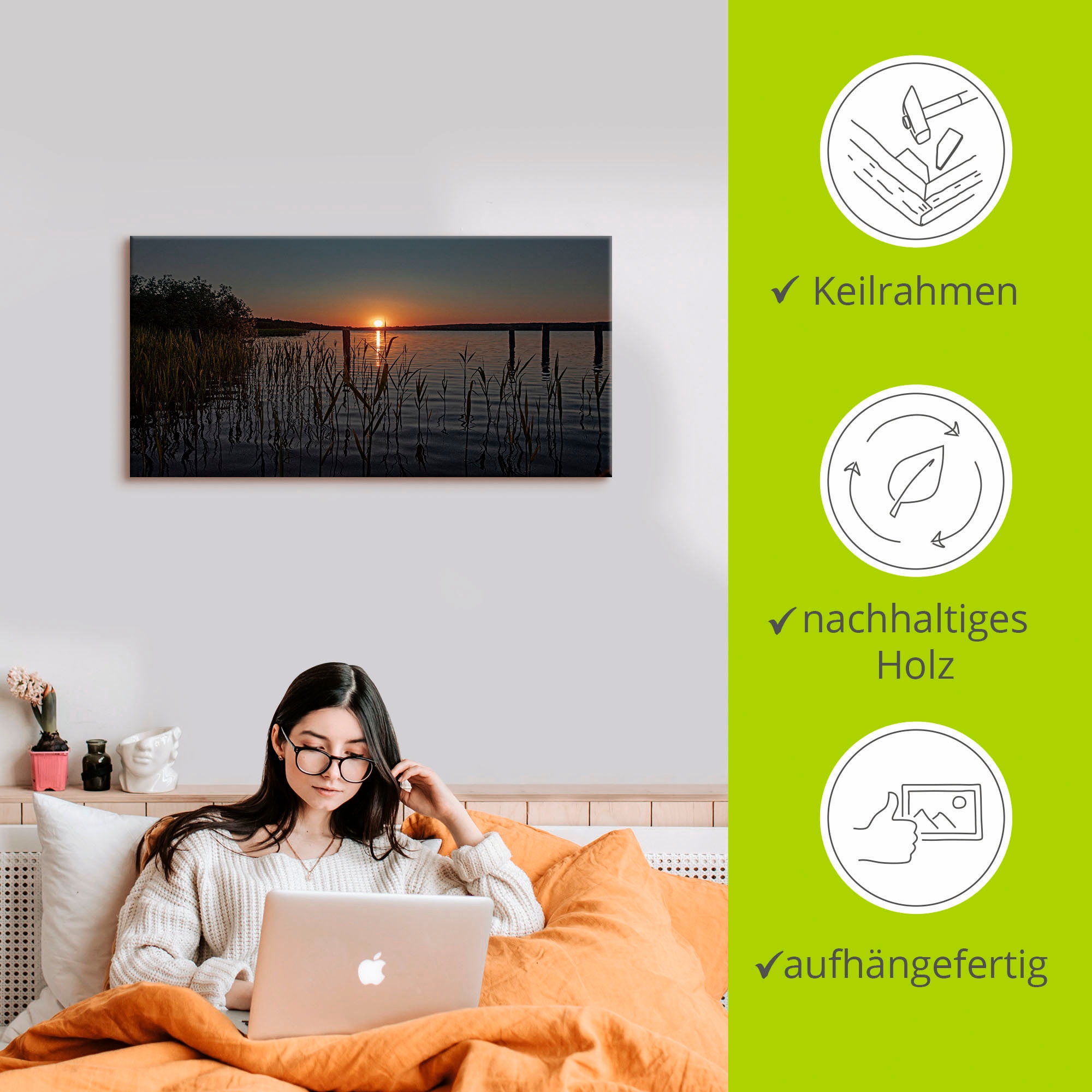 Artland Leinwandbild »Früh morgens am Ratzeburger See II«, Sonnenaufgang & -untergang, (1 St.), auf Keilrahmen gespannt