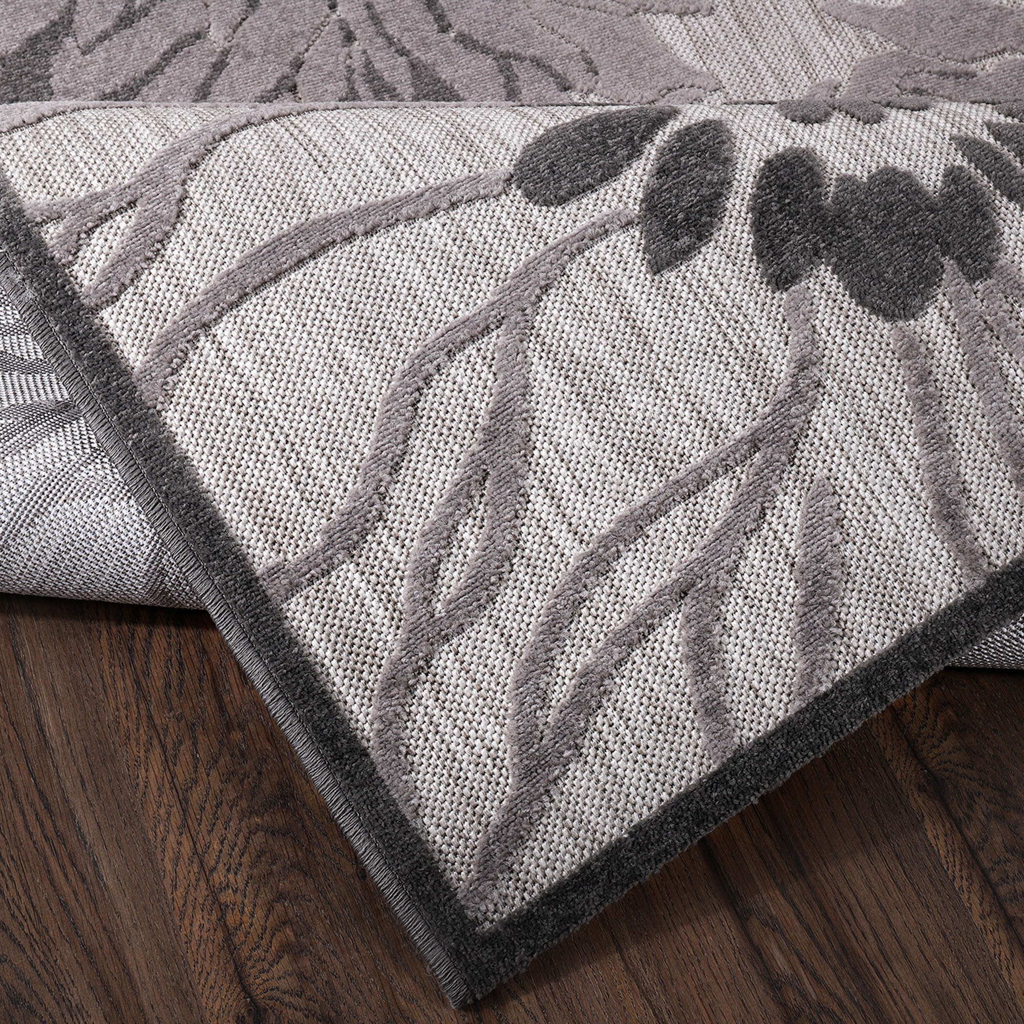 Teppich SANAT "Floral 2 Outdoor", grau, B:80cm H:6mm L:150cm, Kunstfaser, Teppiche, Teppich, In- und Outdoor geeignet, Blumen, Balkon, Terrasse, Außenbereich 3