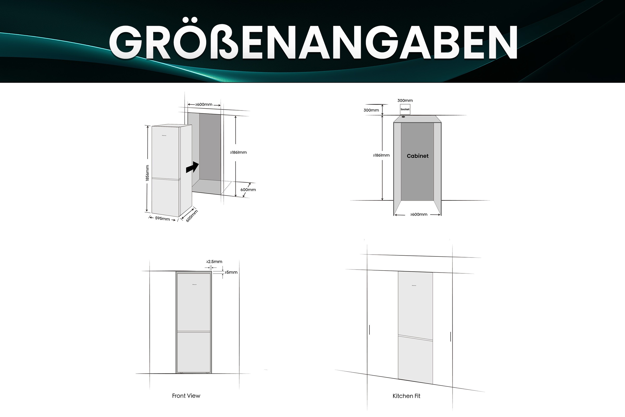 Hisense Kühl-/Gefrierkombination »RB5K330GSFC«, Perfect Kitchenfit