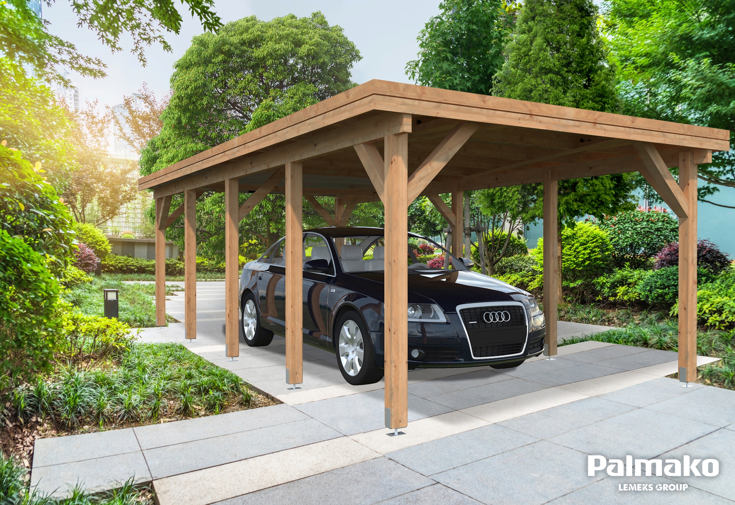 Palmako Einzelcarport »Karl«, Massivholz, hellbraun