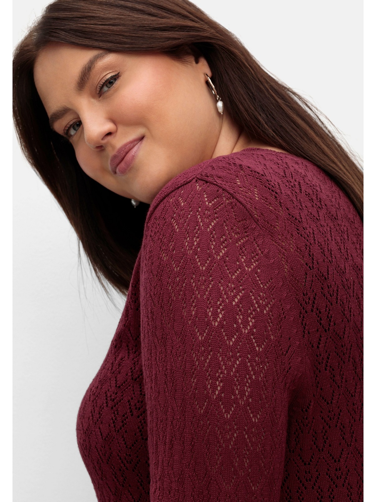 Sheego V-Ausschnitt-Pullover »Große Größen«, aus Ajourstrick, in leichter A-Linie