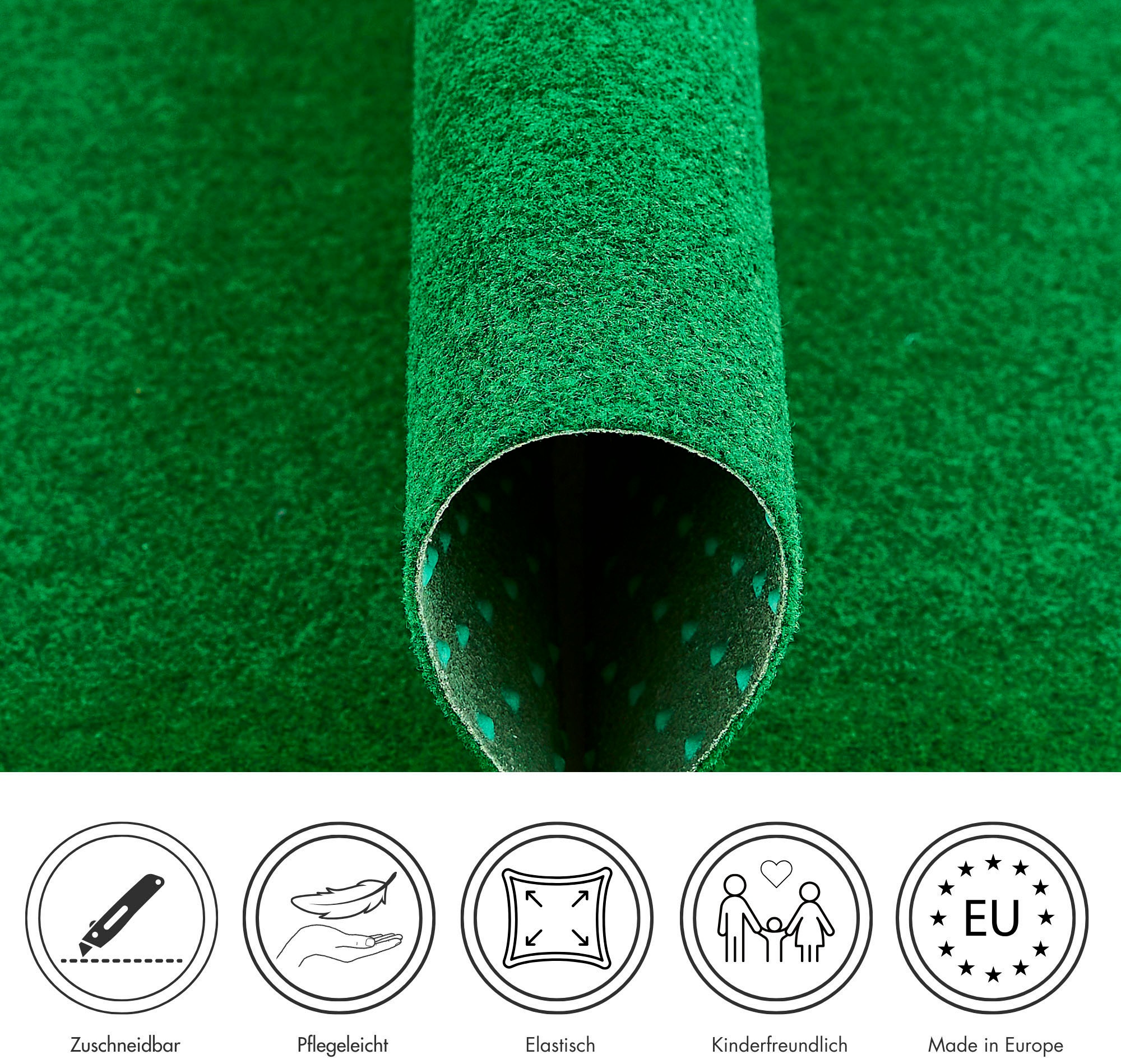 Kunstrasen ANDIAMO "Edinburgh, Gesamthöhe 4 mm, Made in Netherlands", grün, B:200cm L:350cm, Nadelfilz, Polyester, Teppiche, aus Nadelfilz, mit Drainagenoppen, für Balkon, Terasse, Wintergarten 3