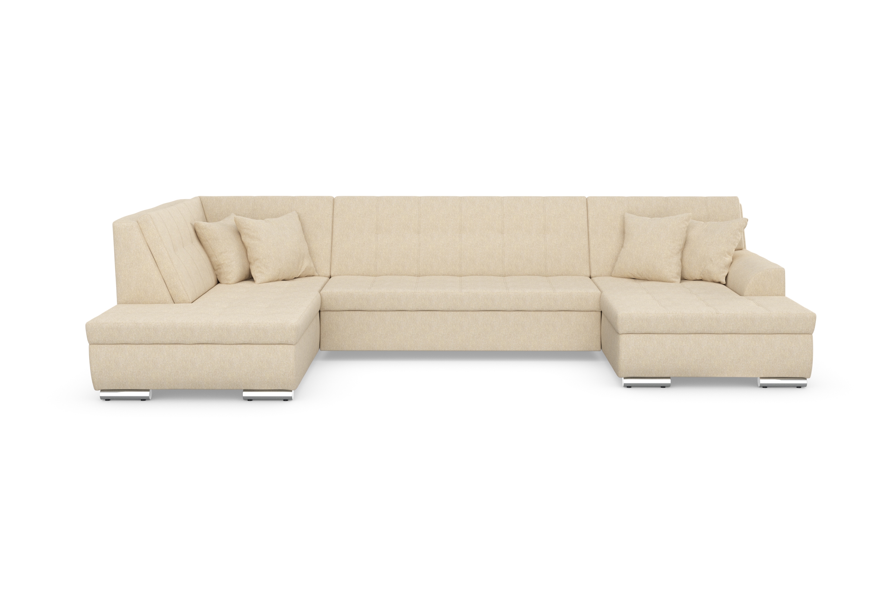 DOMO collection Wohnlandschaft "TREVISO inkl. Zierkissen, moderne Steppung, XXL: 364x201x83 cm" wahlweise mit Bettfunktion, in vielen Bezugsarten auch in Cord U-Form