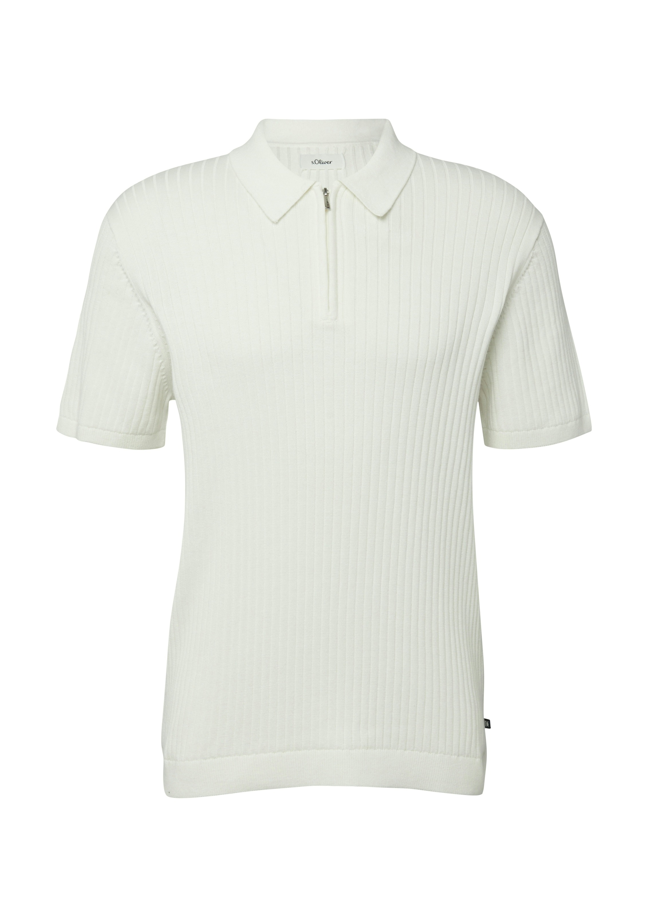s.Oliver Poloshirt mit Strick-Muster und kurzes Reißverschluss