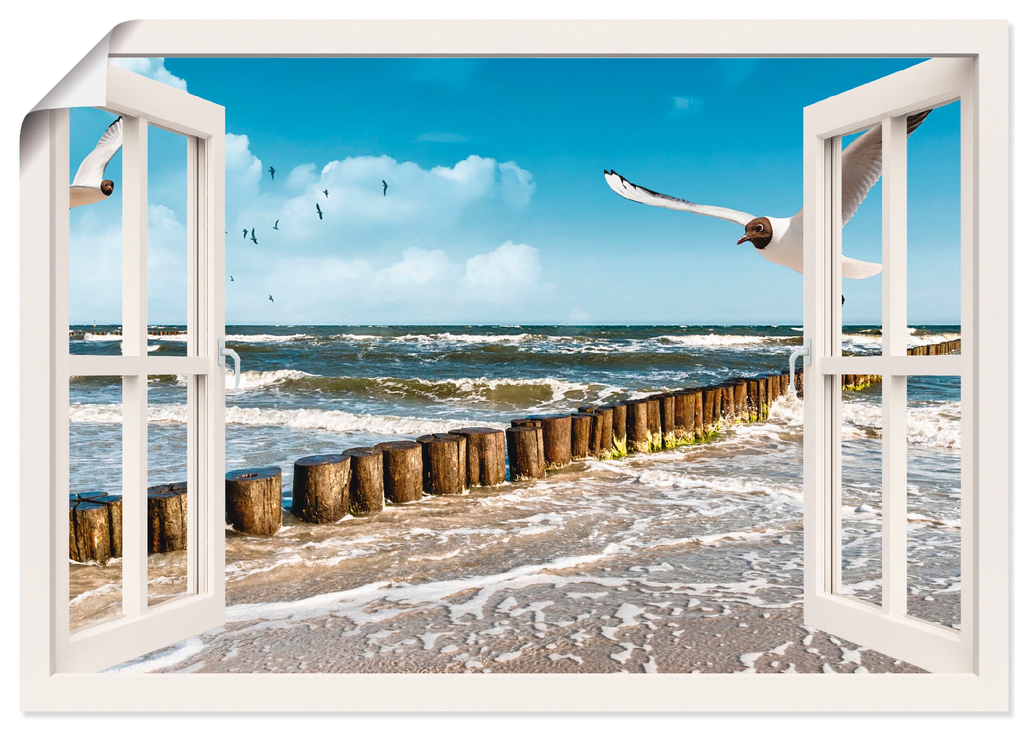 Artland Wandbild "Fensterblick - Ostsee", Fensterblick, (1 St.), als Leinwa günstig online kaufen