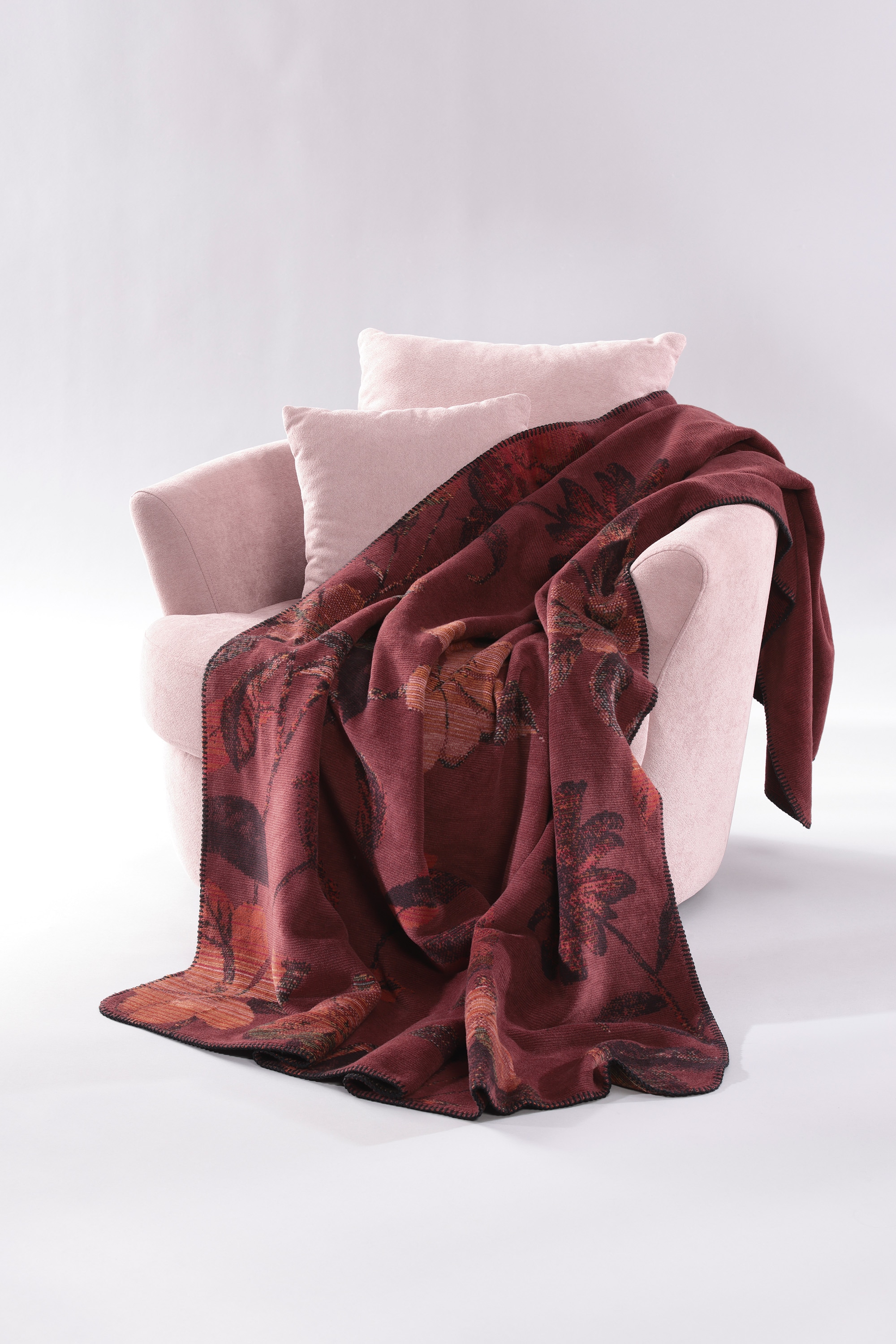 Biederlack Wohndecke »Wohndecke Velvet Bloom mit geketteltem Zierstich«, Made in Germany