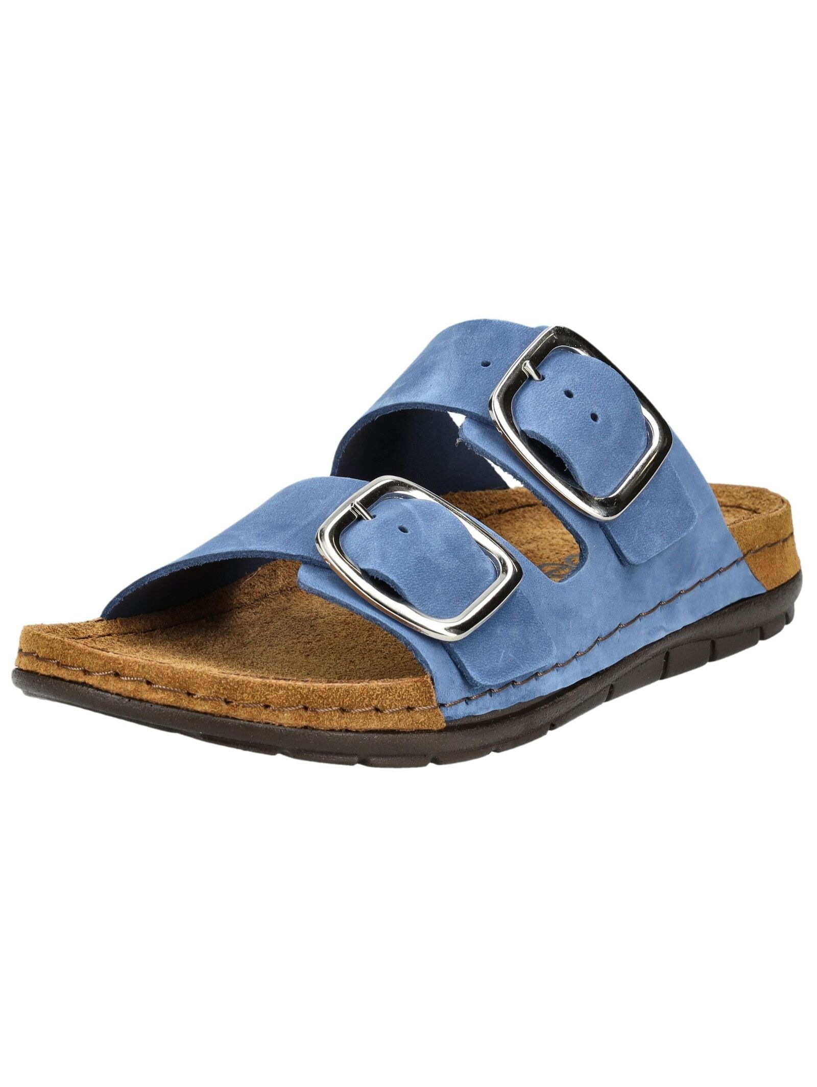 Hausschuh ROHDE "Rohde Pantoletten Nubukleder", Damen, Gr. 42, blau, Nubukleder, Schuhe Hausschuh 4