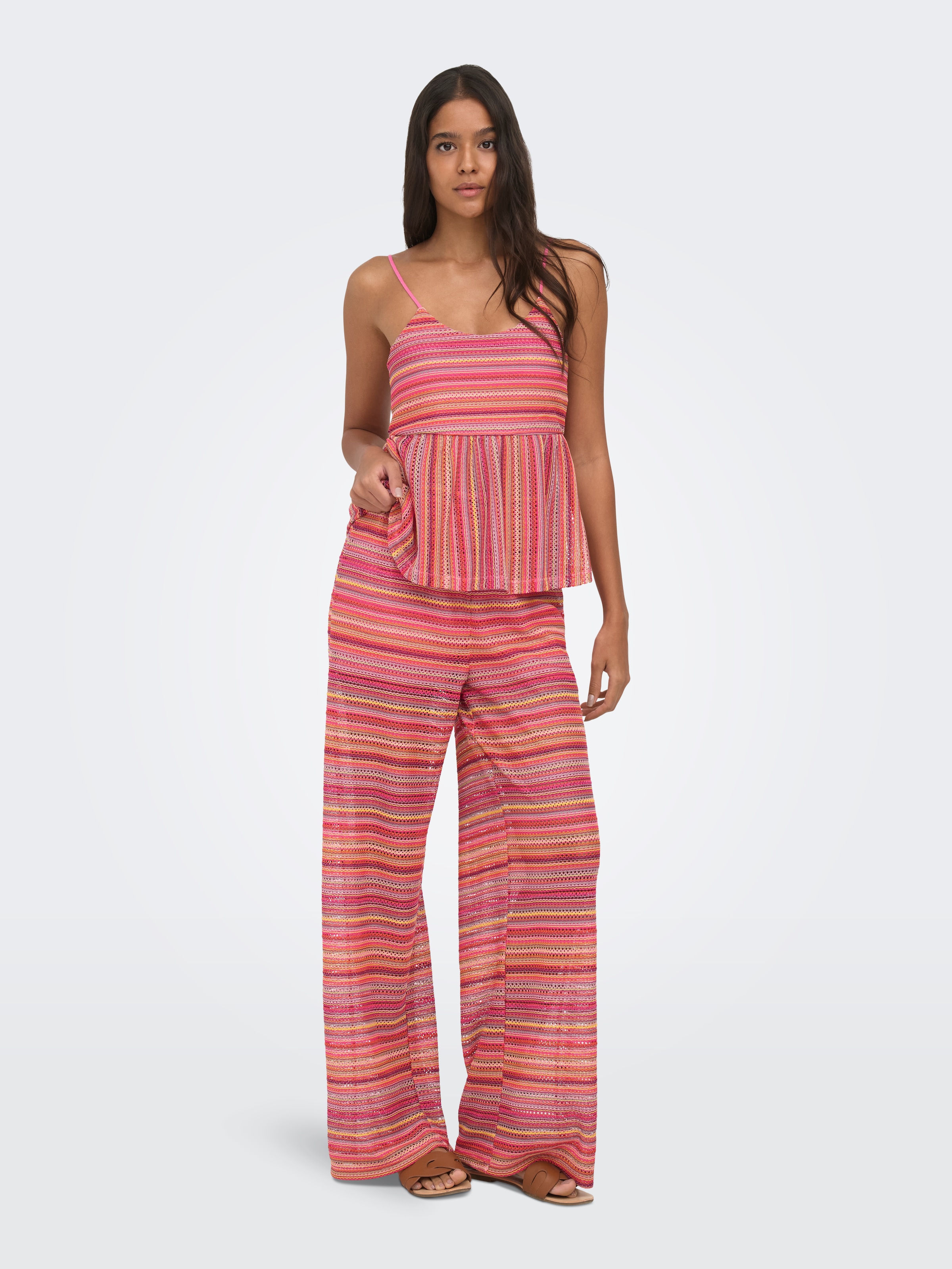 ONLY Schlupfhose »ONLSANDY WIDE TIE STRING PANTS JRS«  Materialmix, regular fit
