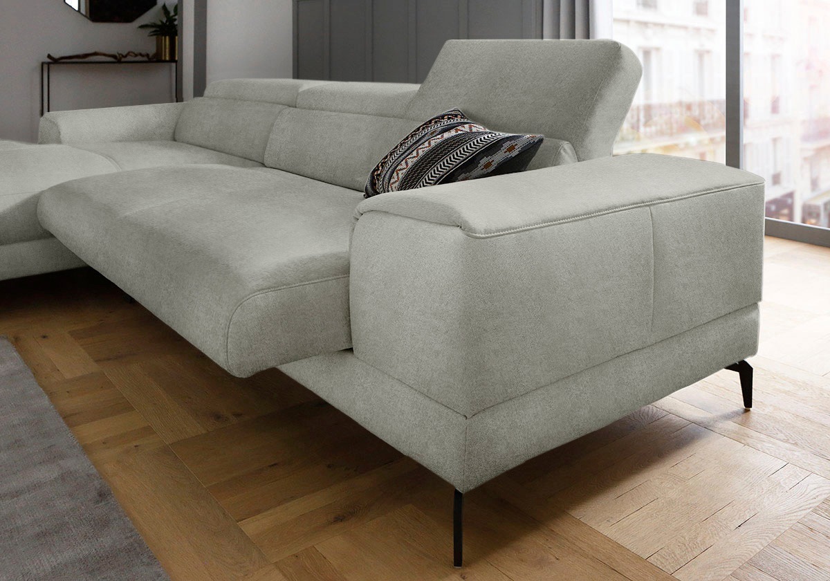 W.SCHILLIG Ecksofa »piedroo, Designsofa mit tollem Sitzkomfort, L-Form«, Kopfteilverstellung, wahlweise mit Sitztiefenverstellung, Breite 303cm