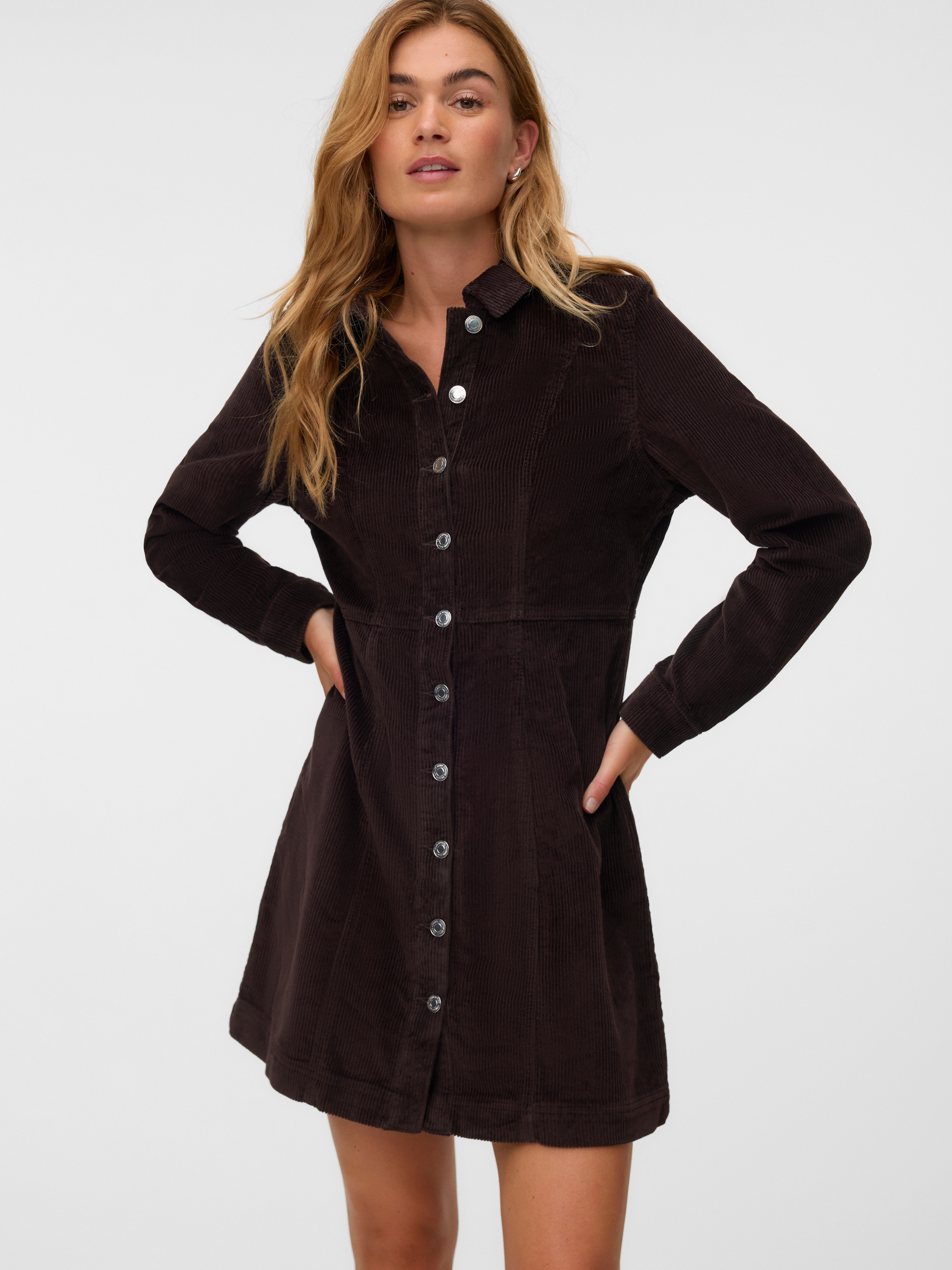 Vero Moda Cordkleid "VMDAISY LS SHORT CORD DRESS NOOS" Baumwolle, Cord
