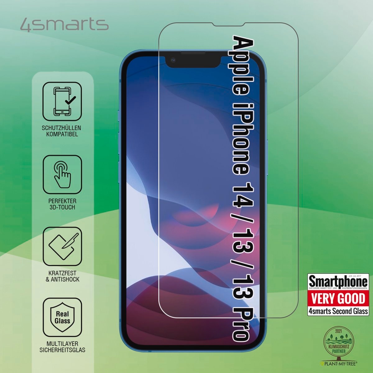 4smarts Displayschutzglas »Second Glass 2.5D«, für Apple iPhone 13/13 Pro-Apple iPhone 14-Apple iPhone SE (4. Gen), Displayschutzfolie, Schutzfolie, Bildschirmschutz, kratz- & stoßfest