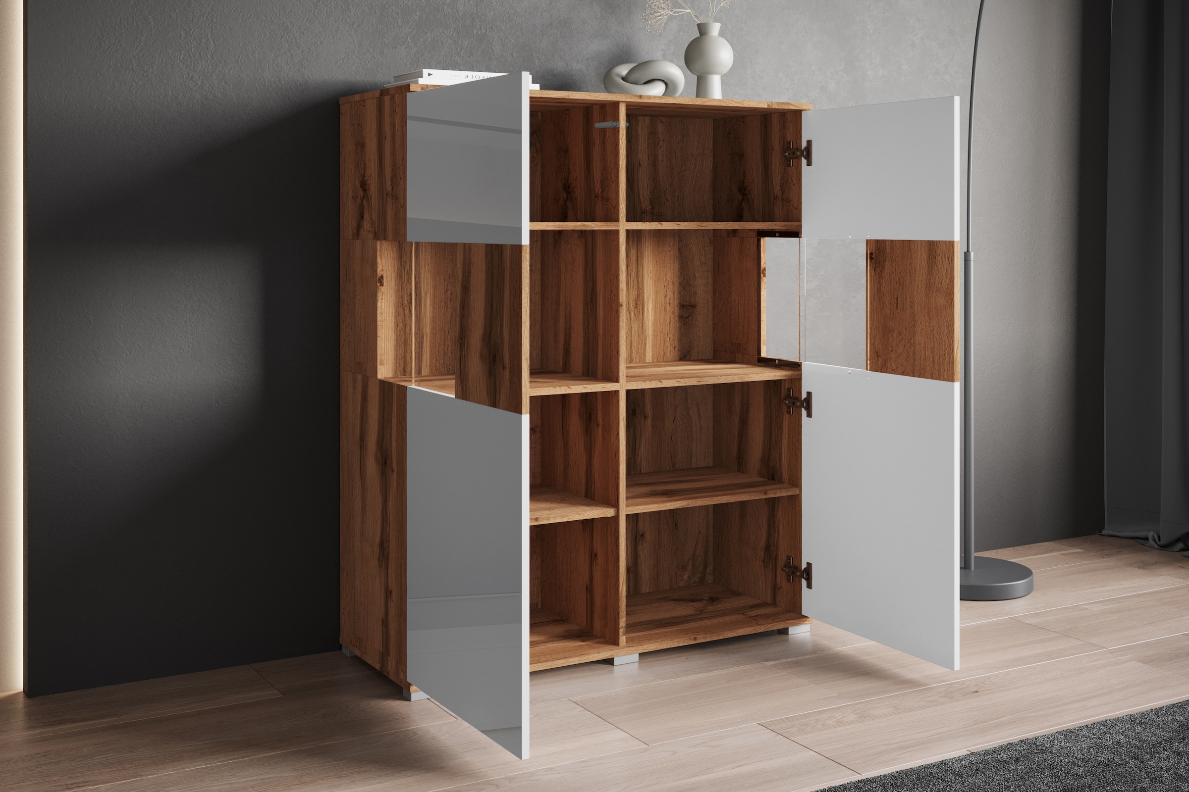 INOSIGN Highboard »Kenia«, Modernes Highboard mit Glastüren, Breite 100 cm