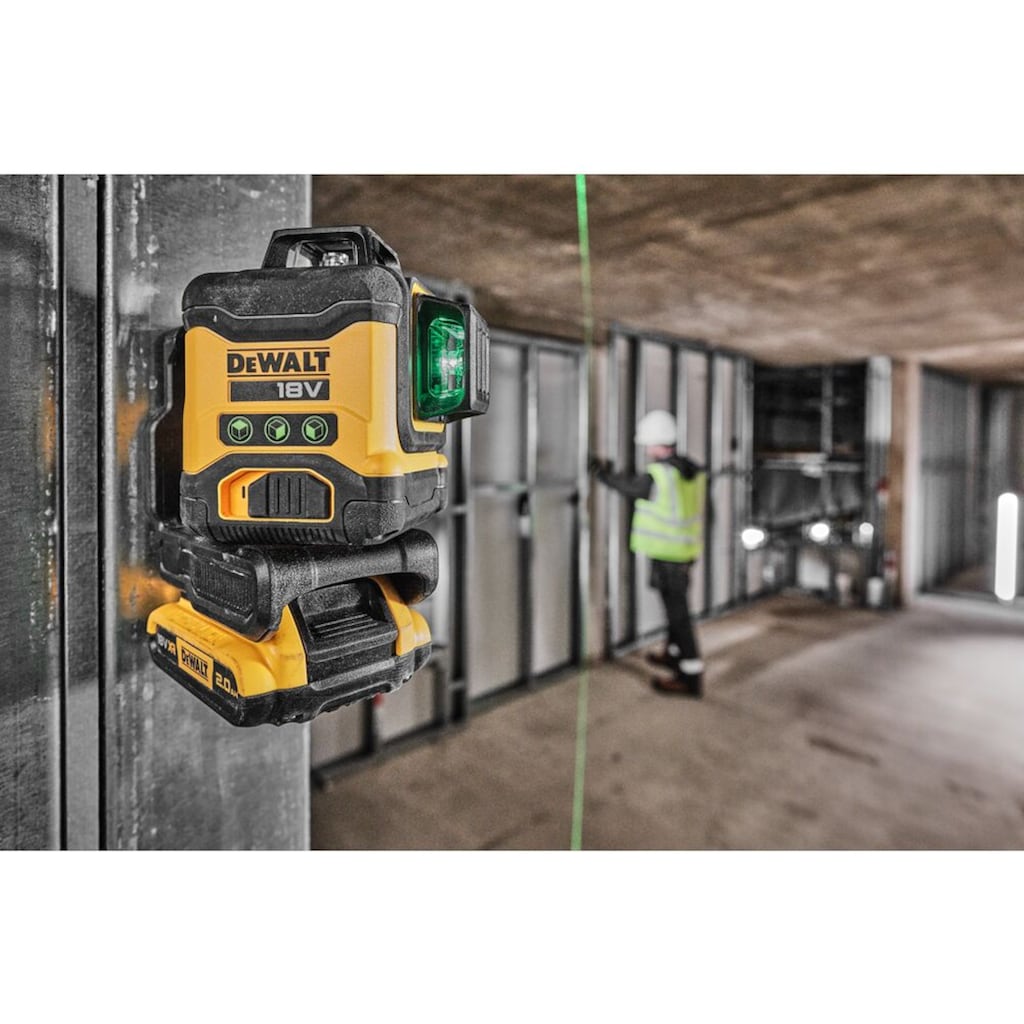 DeWalt Linienlaser »DCLE34031N-XJ Akku-Linienlaser, grün, 3x360°, 18V«, (Basisversion (ohne Akku und Netzteil)