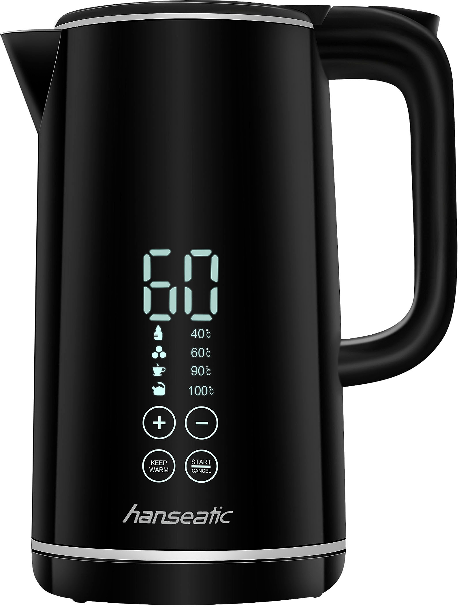 Hanseatic Wasserkocher "62544913", 1,7 l, 2200 W, extra großes Display mit Temperaturvorwahl