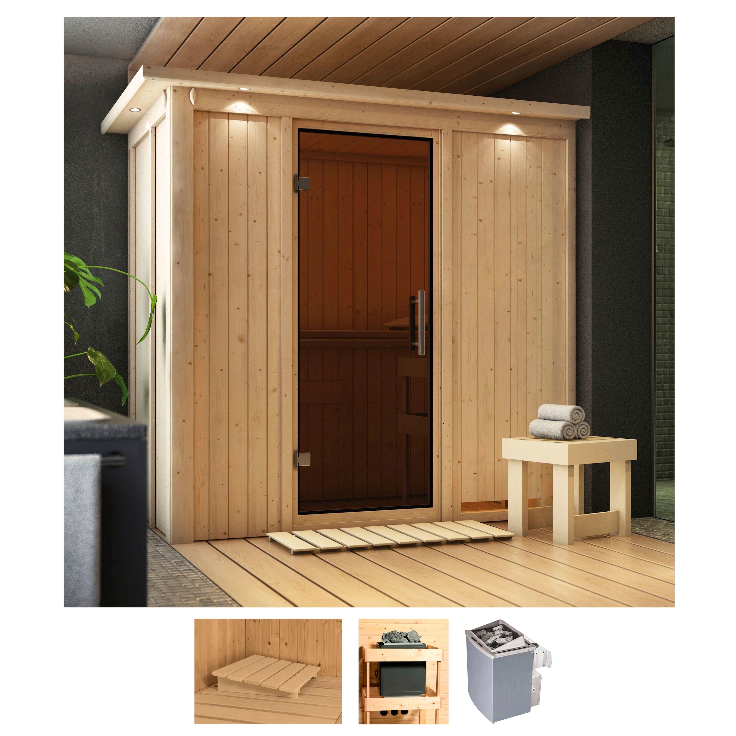 Karibu Sauna "Vada" Set, Ofen 9 kW integr. Strg