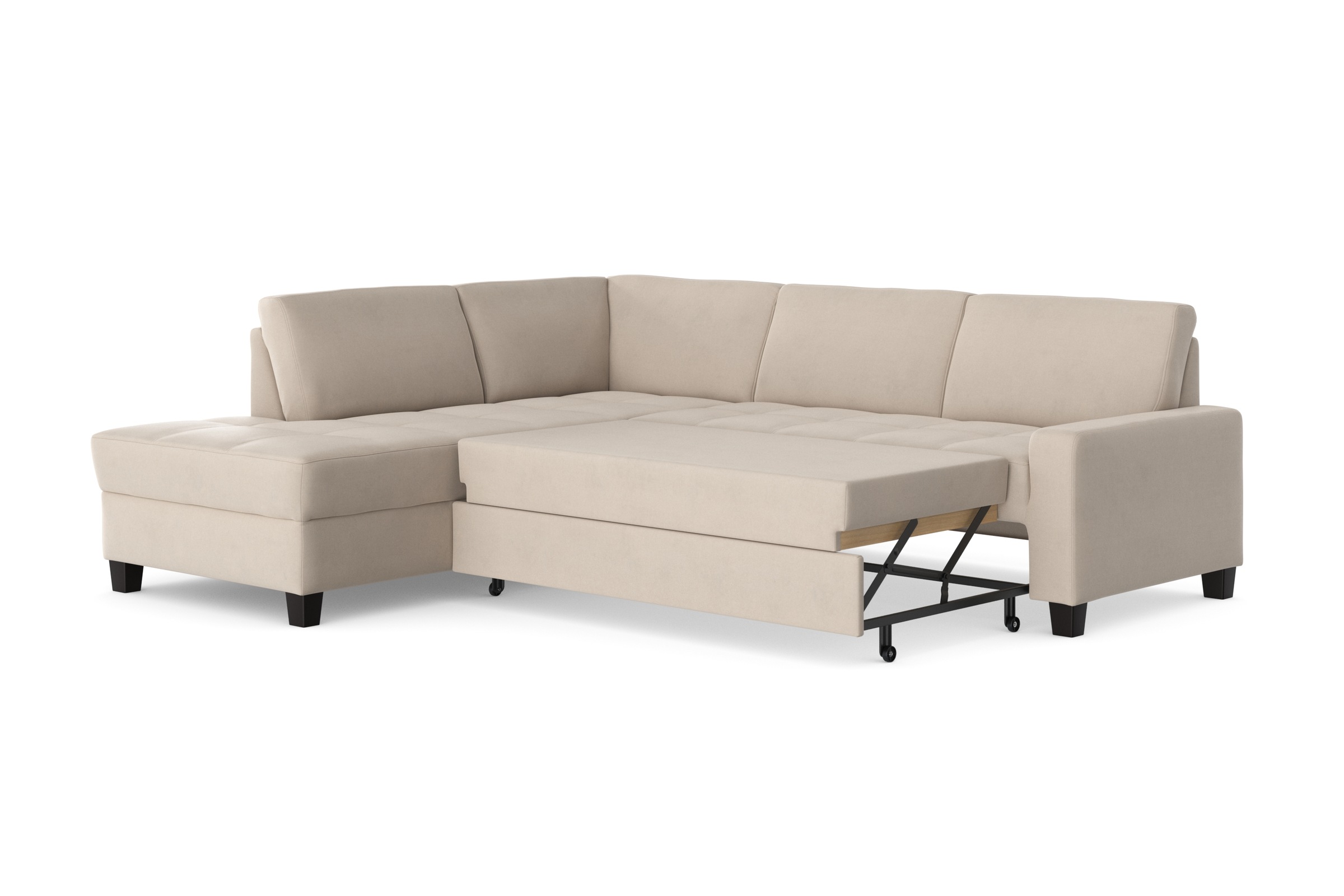 DOMO collection Ecksofa »Florentina zeitlos und elegant, Sitznähte als Designelement, L-Form«, wahlweise mit Bettfunktion, mit Kontrastnaht, Komfortsitzhöhe 47cm