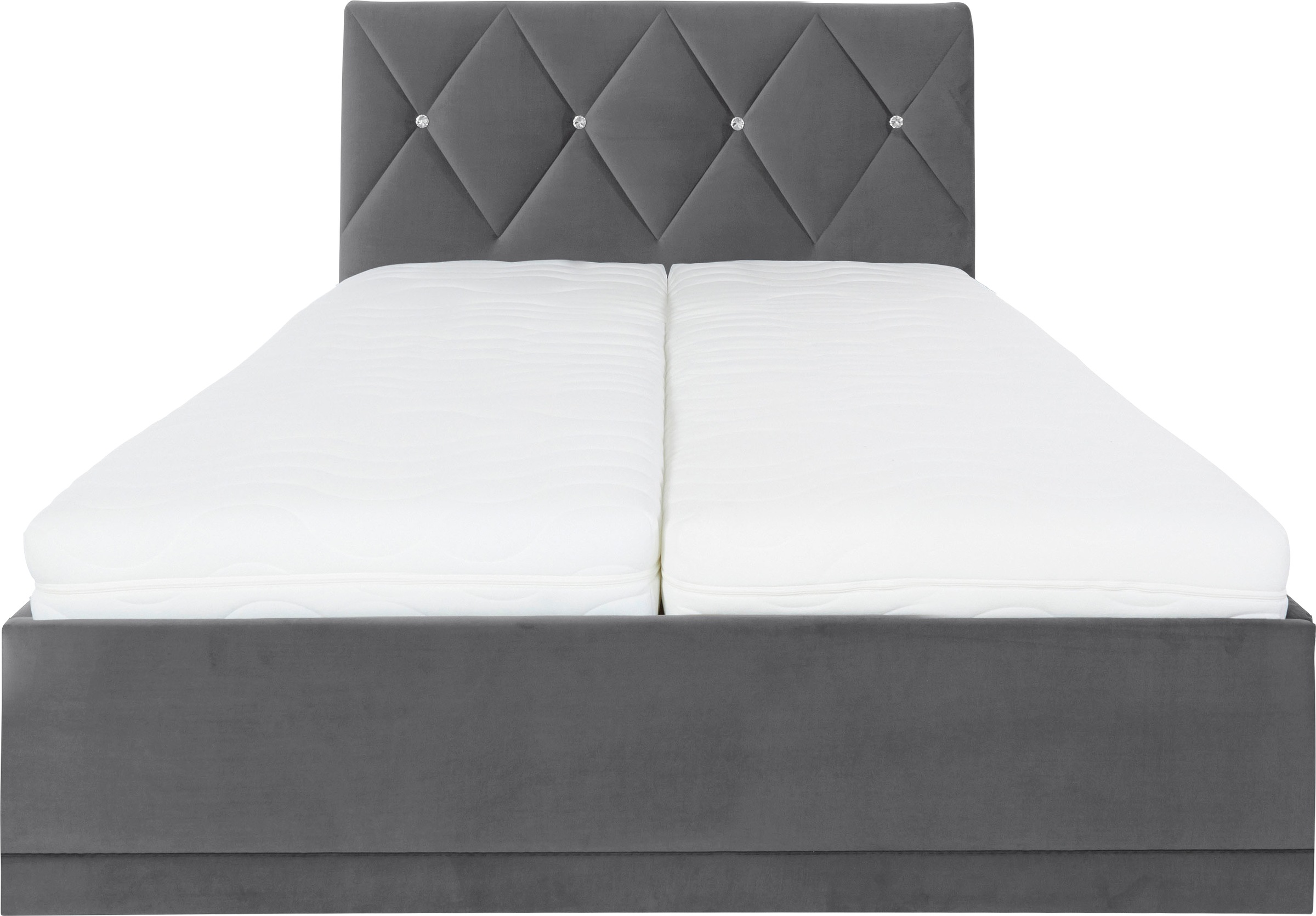 Polsterbett "Adamas", grau (anthrazit), L:210cm, Bezug: 100% Polyester, Polsterung: Polsterwatte, Material Gestell: gepolsterter Holzwerkstoff, WESTFALIA SCHLAFKOMFORT, Betten, Polsterbett, auch mit Bettkasten, Knopfheftung mit Strasssteinen 9
