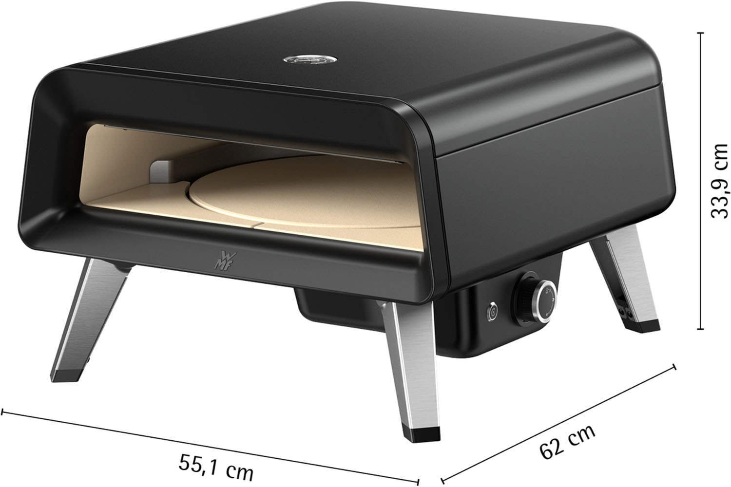 WMF Pizzaofen »Pizzaiolo Pro, Gaspizzaofen, knusprige Ergebnisse in 90 Sekunden« automatische Drehmechanik, hochwertiger Pizzastein, inkl.Pizzaschaufel