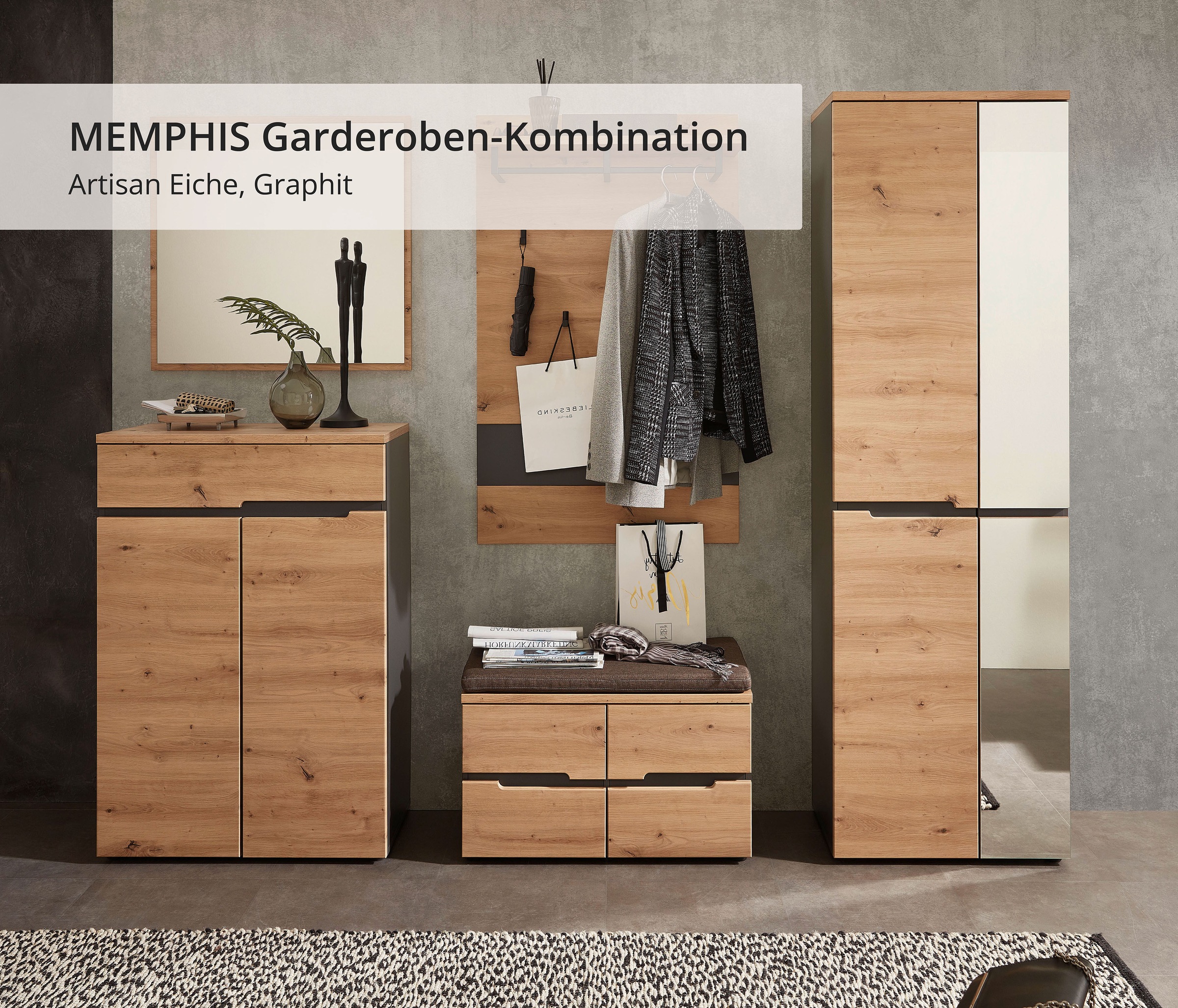 Thumbnail - Innostyle Garderoben-Set "MEMPHIS", (Komplett-Set, 5 St.)