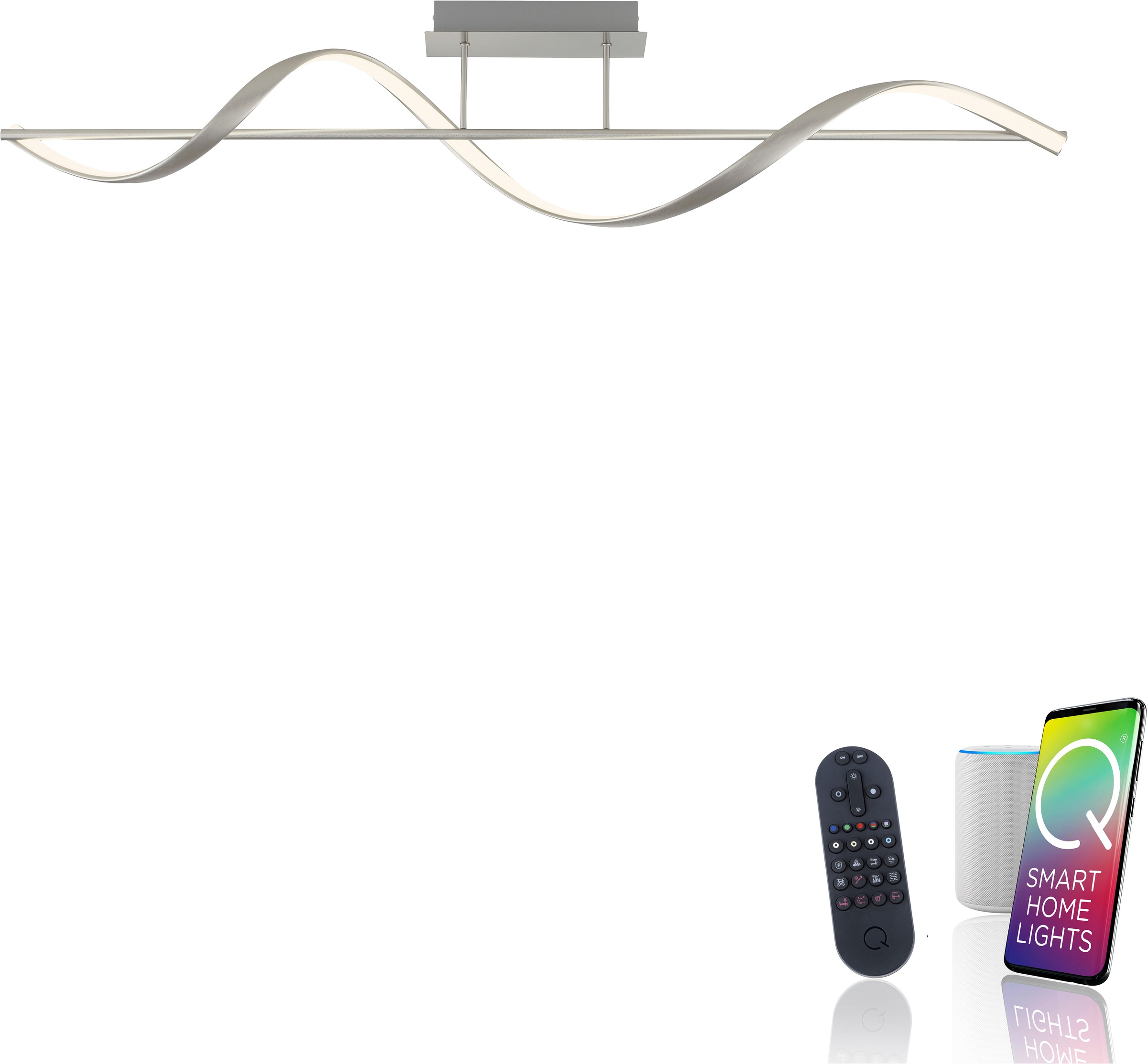 LED Deckenleuchte "Q-SWING", 1, 1 Stk.stahlfarben, NEUHAUS Q SMART HOME LIGHTS, Wohnzimmer, Leuchten