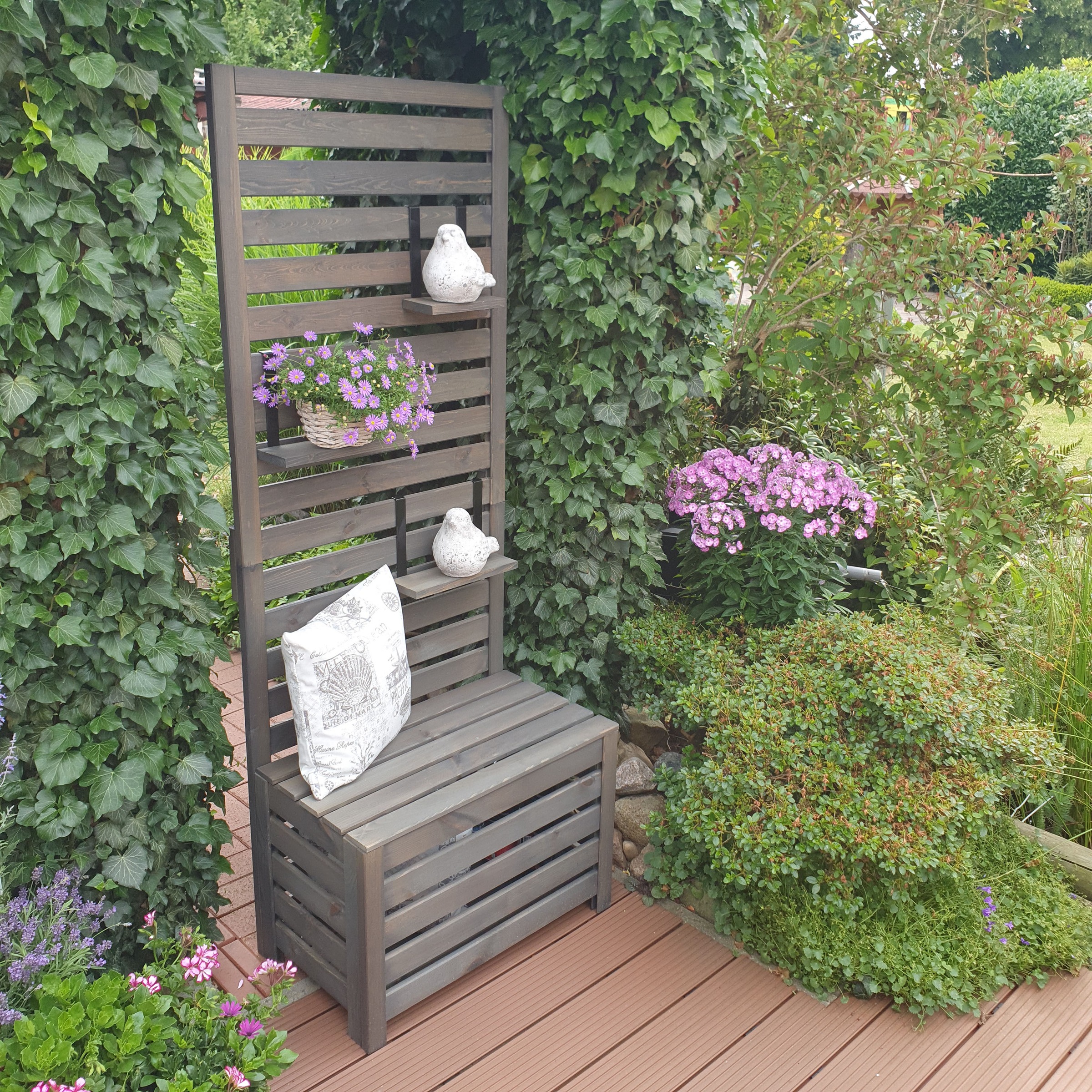 promadino Spalier »für Balkon und Garten«, Sitzgelegenheit und Sichtschutz, L70xT40xH180cm, Volumen: 91 Liter
