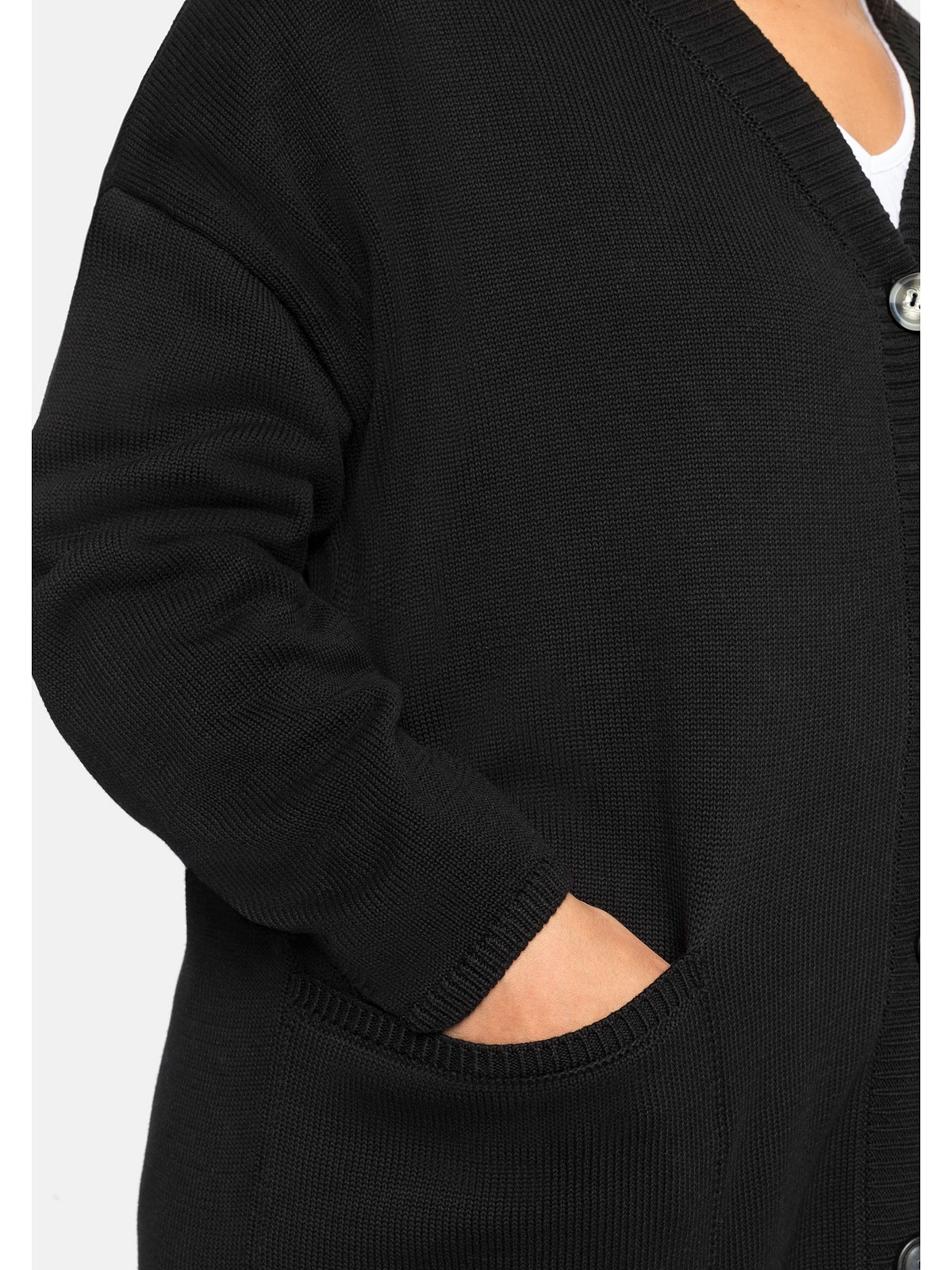 Sheego Cardigan »Große Größen«, in Kurzform mit großen Taschen für  bestellen | BAUR