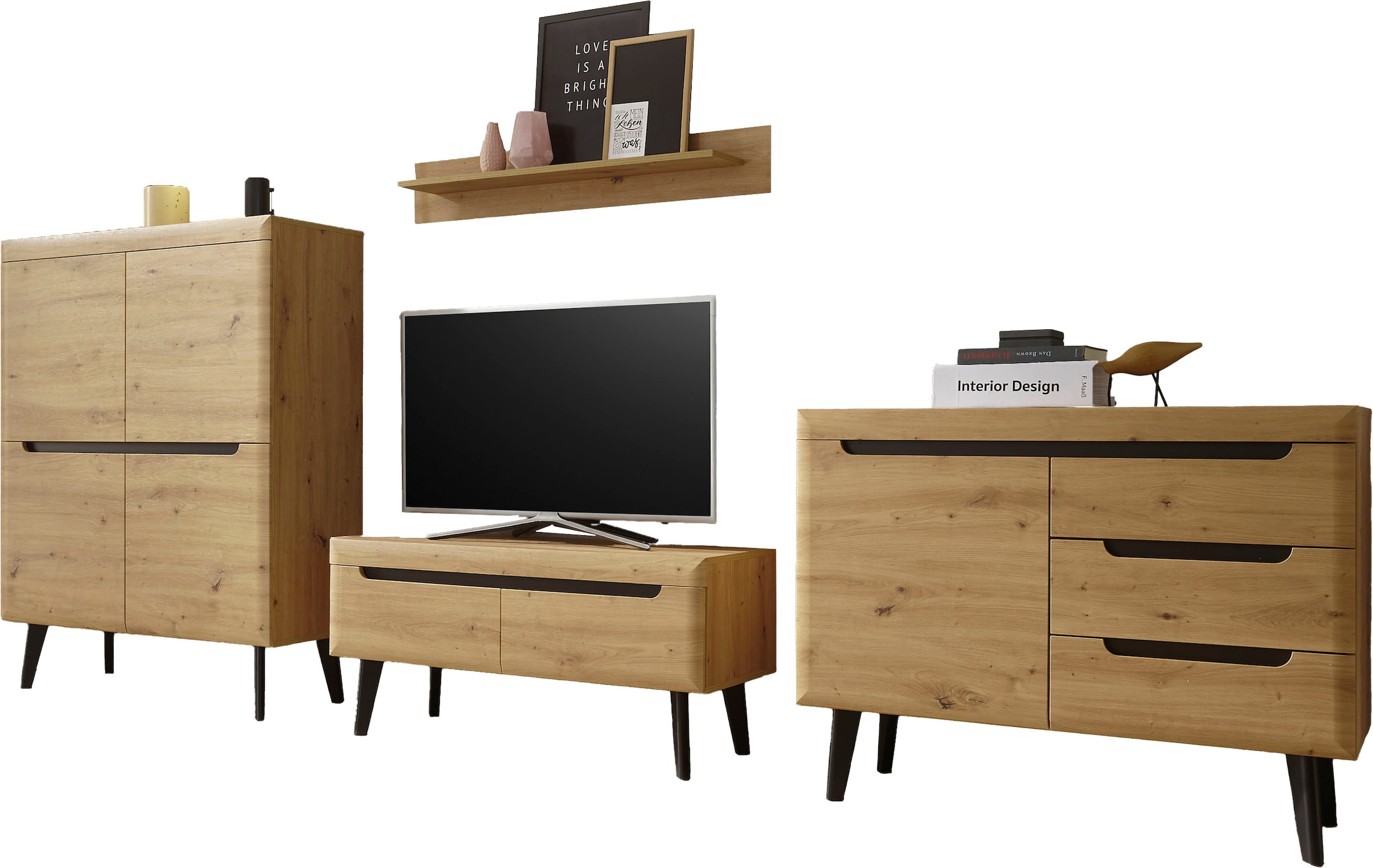 Home affaire Wohnwand »Torge, Anbauwand, Schrankwand, Mediawand, Wohnzimmer-Set« 4 Stk. tlg.