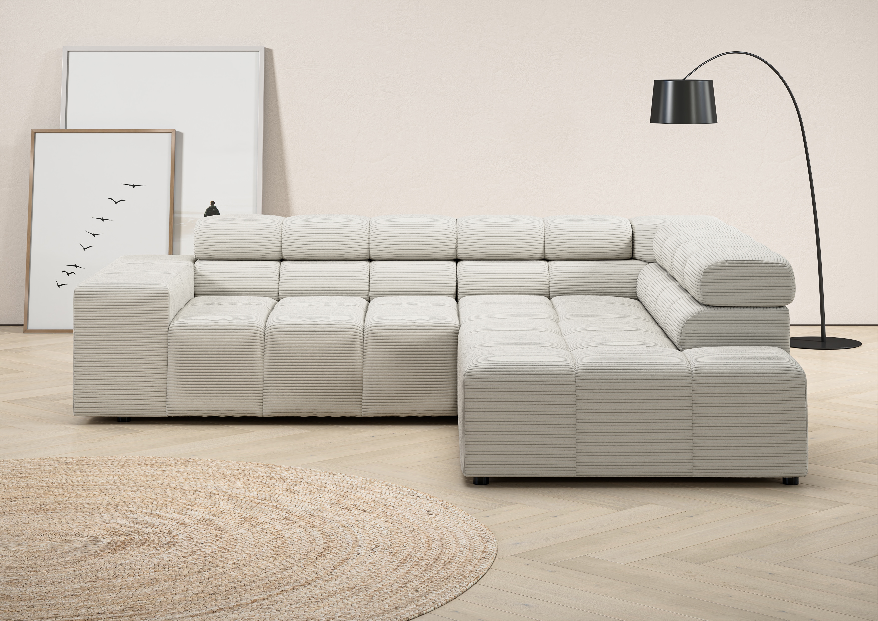 Home affaire Ecksofa "Ancona, Ecksofa, incl. Kopfteilverstellung, Breite 249 cm, L-Form" wahlweise motorische Sitztiefenverstellung, B/T(H: 249/215/70 cm