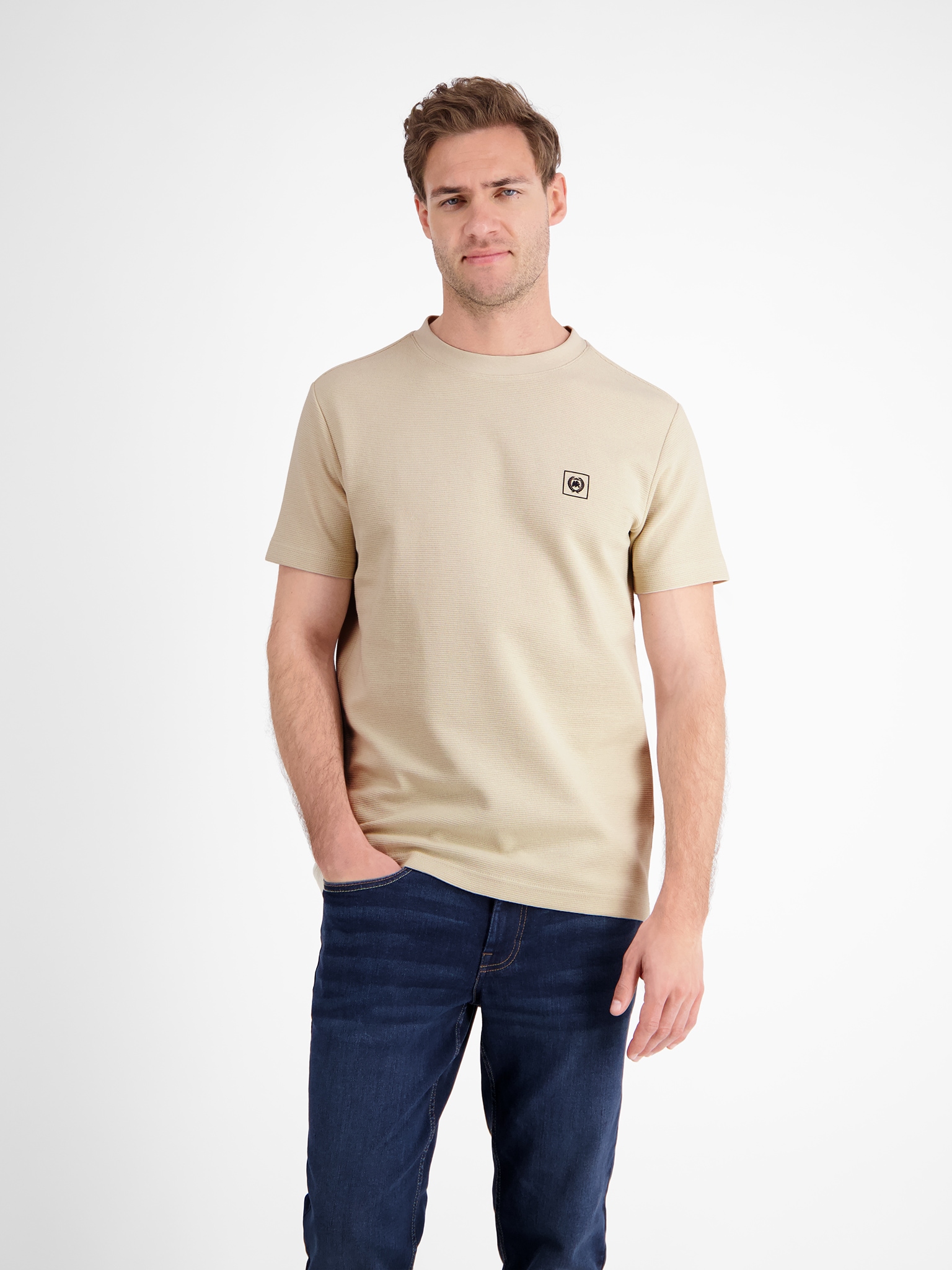 LERROS T-Shirt in Waffel-Piqué und mit Logo-Badge günstig online kaufen