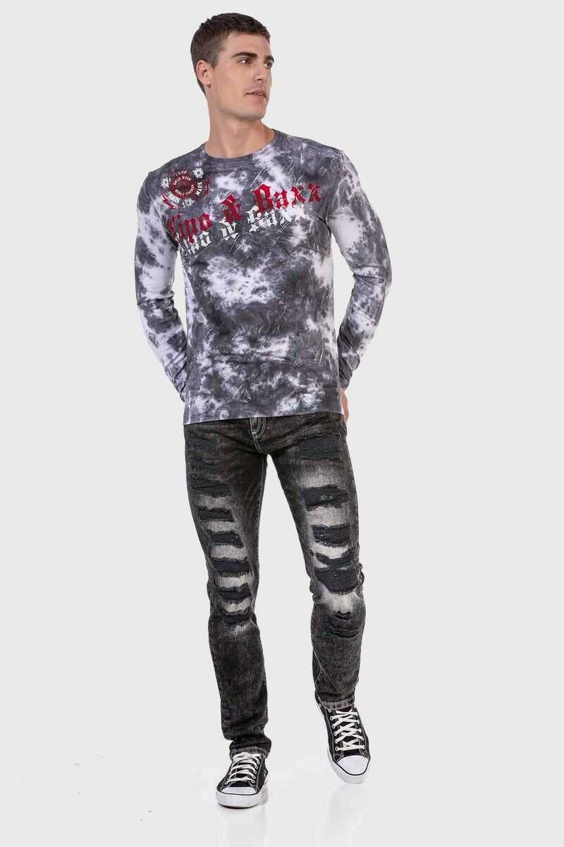 Cipo & Baxx T-Shirt »Sweatshirts«, mit Allover-Muster und Logoprint