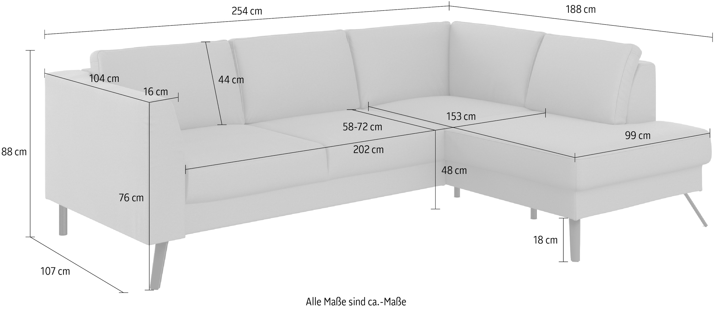 sit&more Ecksofa »Lindholm L-Form«, mit Sitztiefenverstellung und Federkern