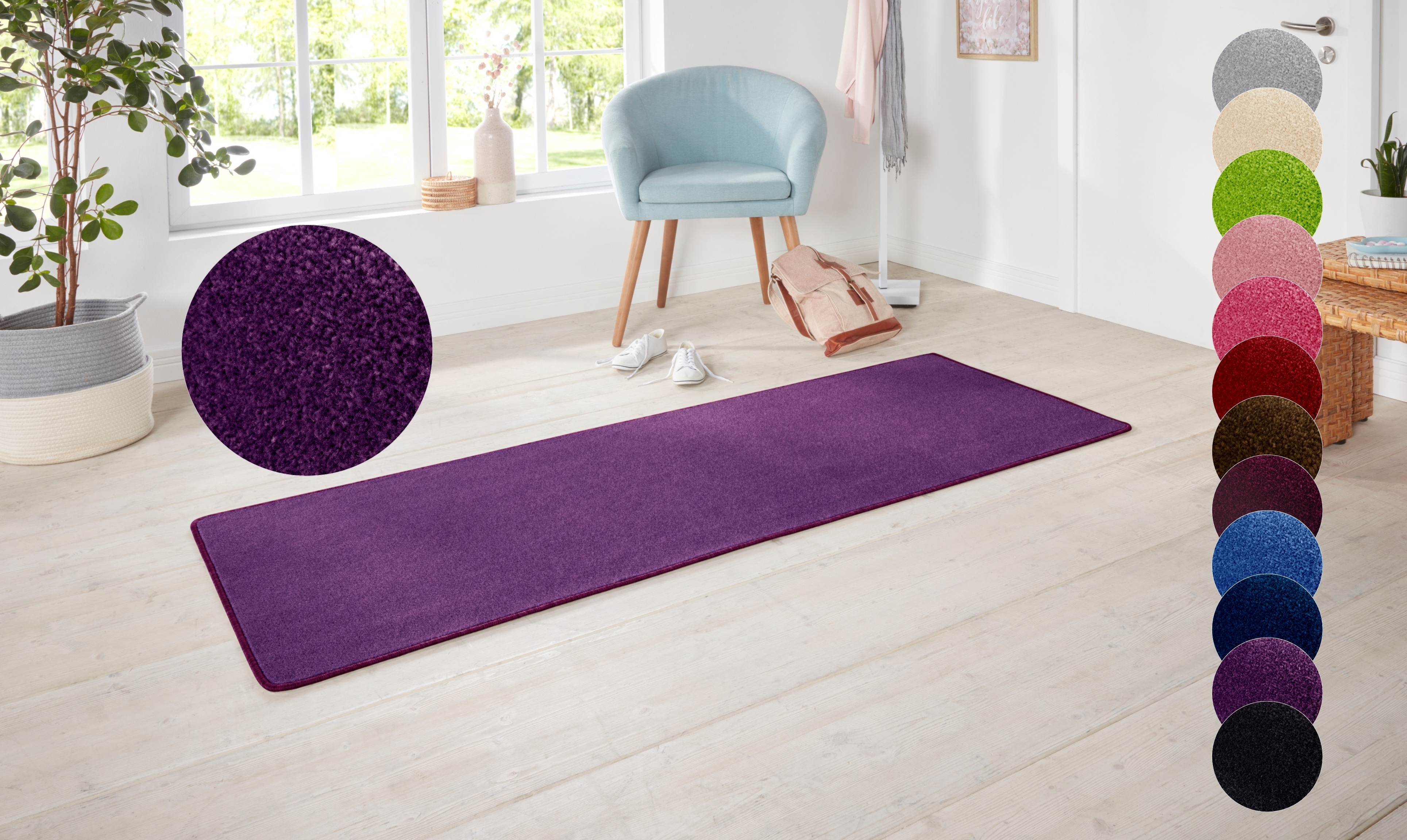 HANSE Home 1100000002199 "Shashi" rechteckig 8,5 mm Höhe Kurzflor, Unifarben, Läufer, weich, Esszimmer, Kinderzimmer, Flur