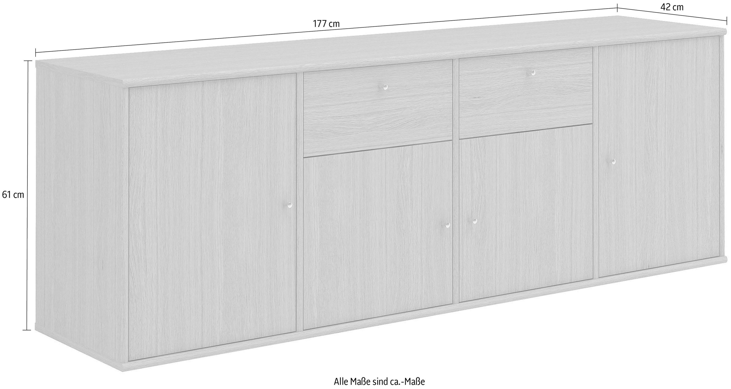 Hammel Furniture Sideboard »Mistral, Hochwertig Schrank, hängend/stehend montierbar«, mit Türen und Schubladen, B: 177 cm, anpassungsbar Designmöbel