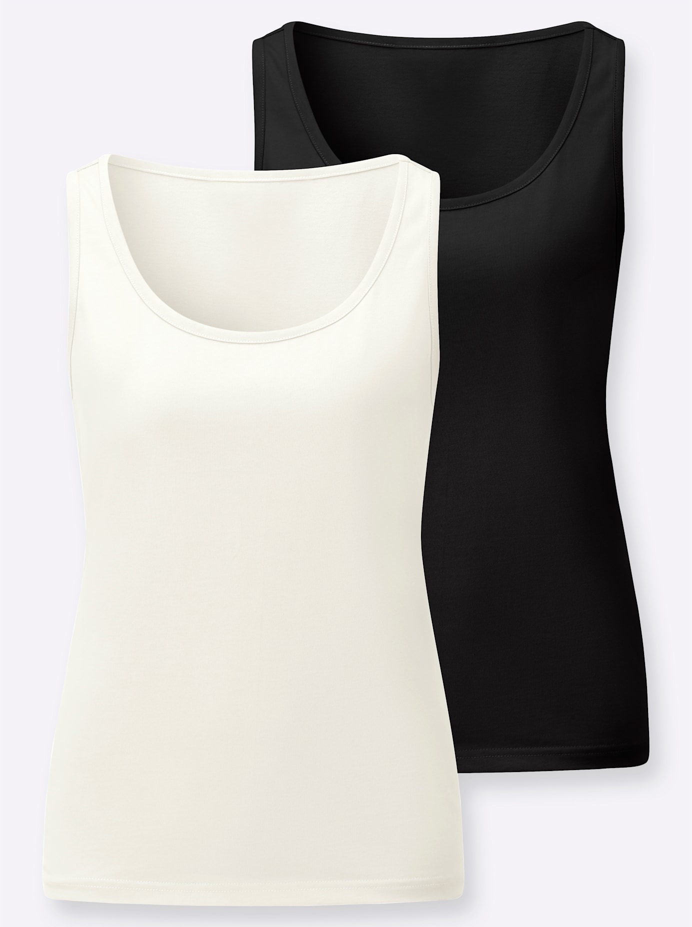 Shirttop CASUAL LOOKS, Damen, Gr. 48, schwarz, ecru, 100% Baumwolle, unifarben, Rundhals, Tops Shirttop