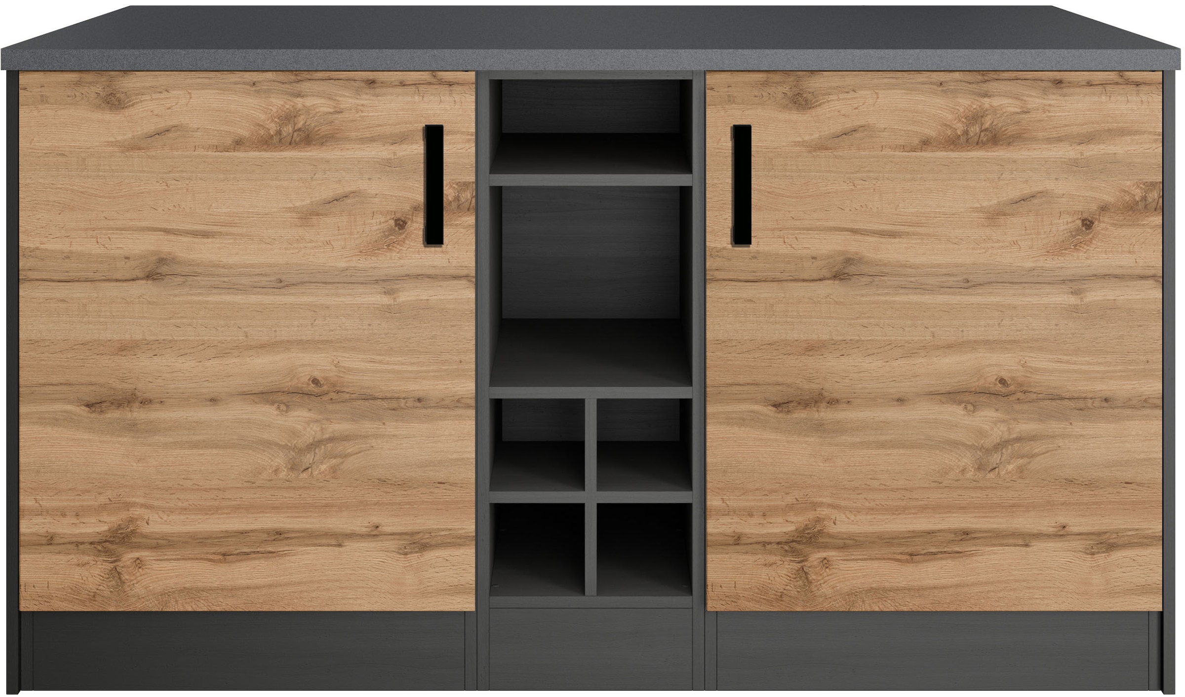 KOCHSTATION Kücheninsel »KS-Toronto«, Breite 153 cm, MDF-Fronten, Flaschenregal