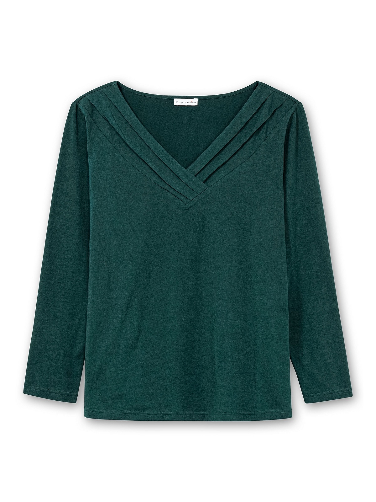 sheego by Joe Browns Langarmshirt »Große Größen«, mit Zierfalten am V-Ausschnitt, A-Linie