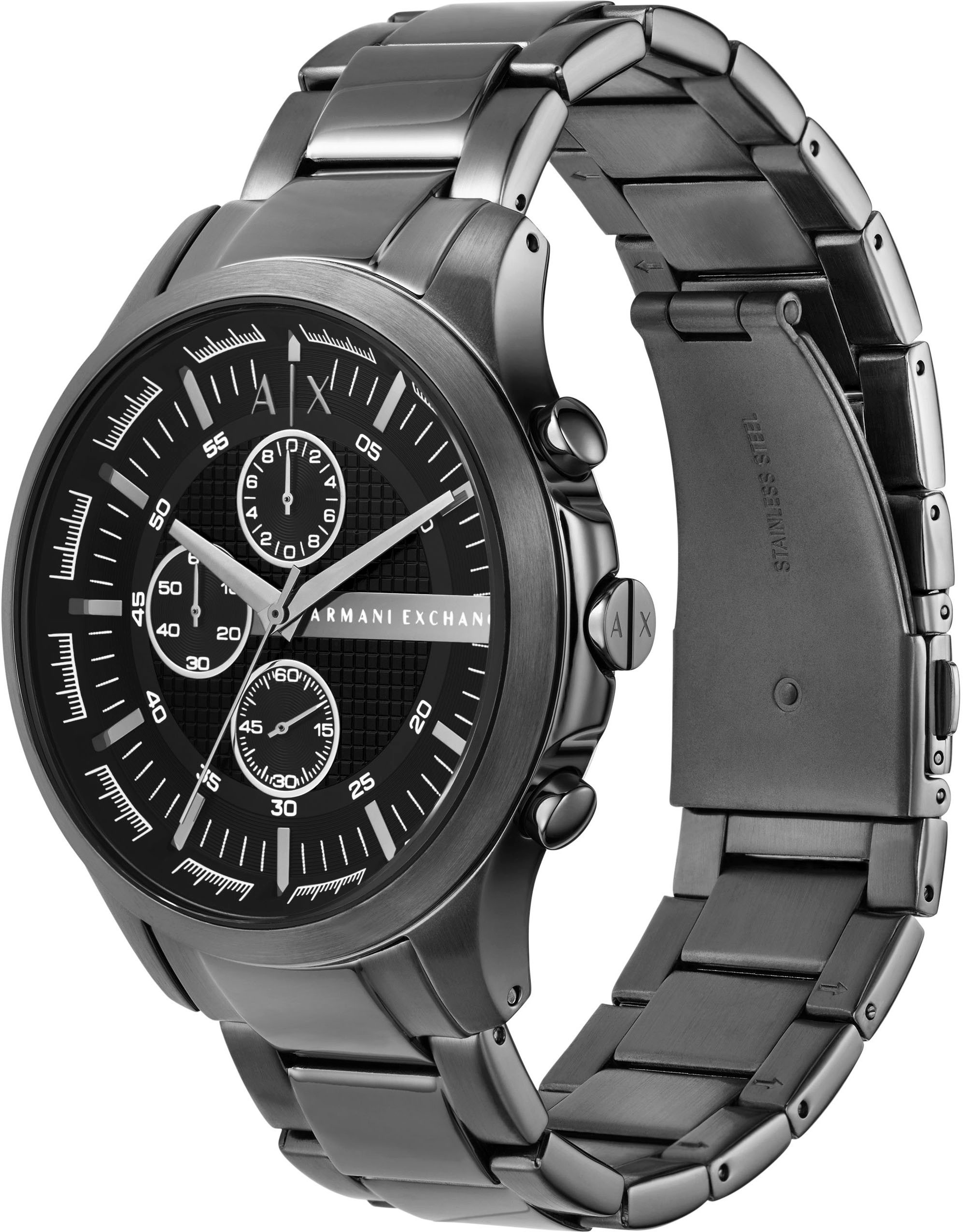 ARMANI EXCHANGE Chronograph, Armbanduhr, Herrenuhr, Edelstahlarmband, analog, Stoppfunktion