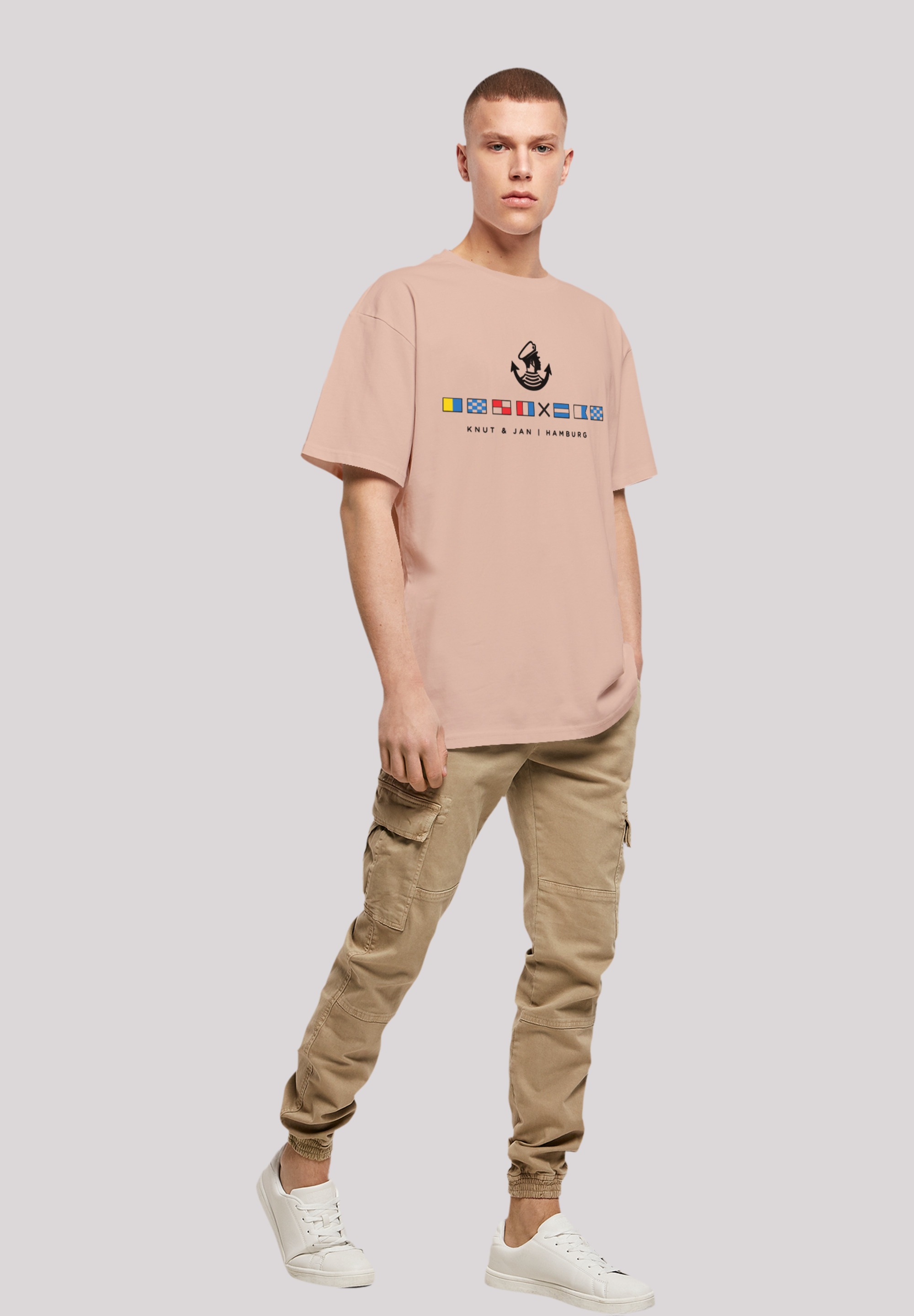 F4NT4STIC T-Shirt »Oversized T-Shirt Seglerfahnen Knut & Jan Hamburg«, Print