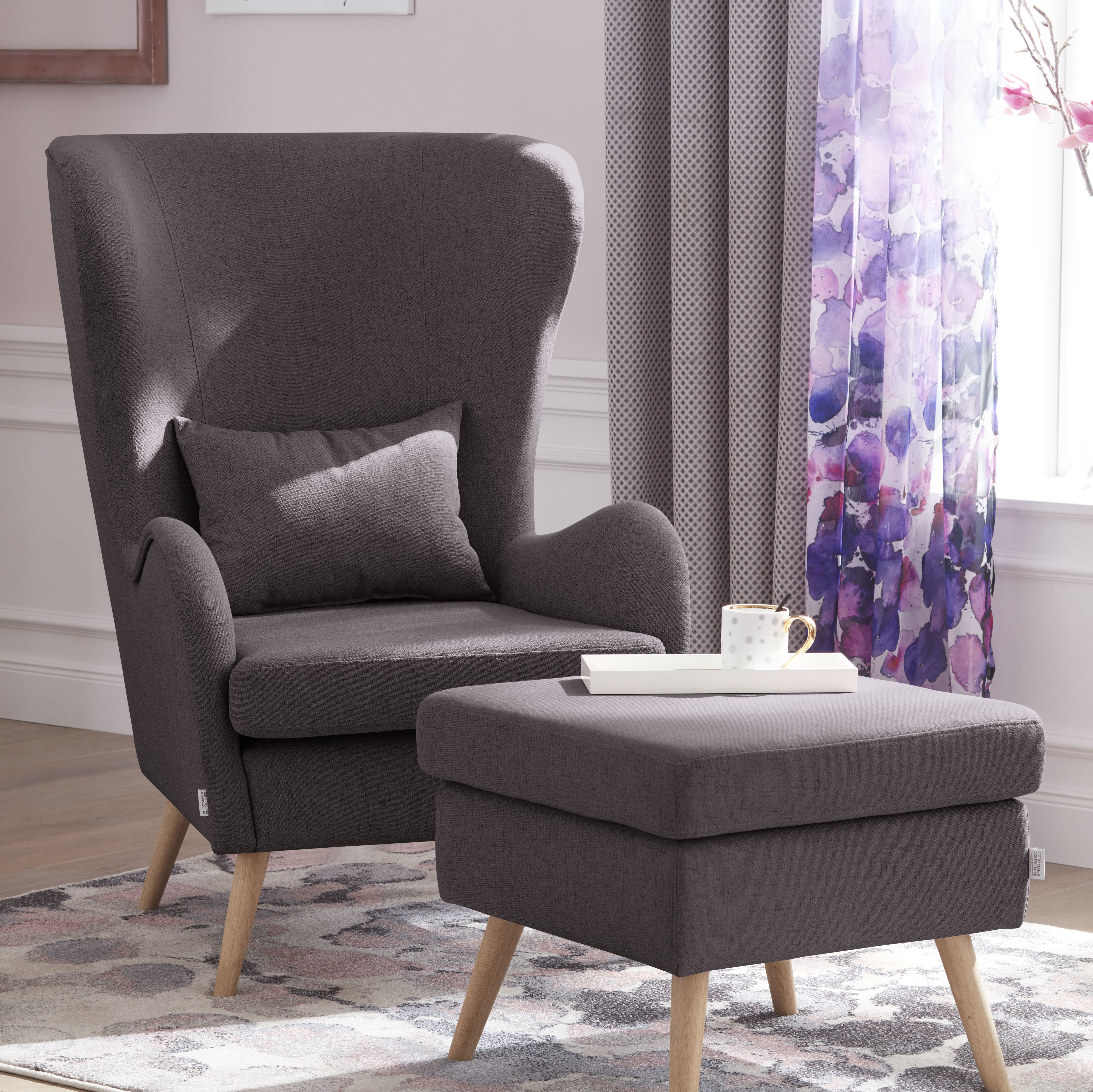 OTTO home Sessel "Salla auch in Fellimitat und Feincord, viele Bezugsarten, Ohrensessel" wahlweise mit oder ohne Hocker; großer Sessel: Maße B/T/H: 78/94/118cm