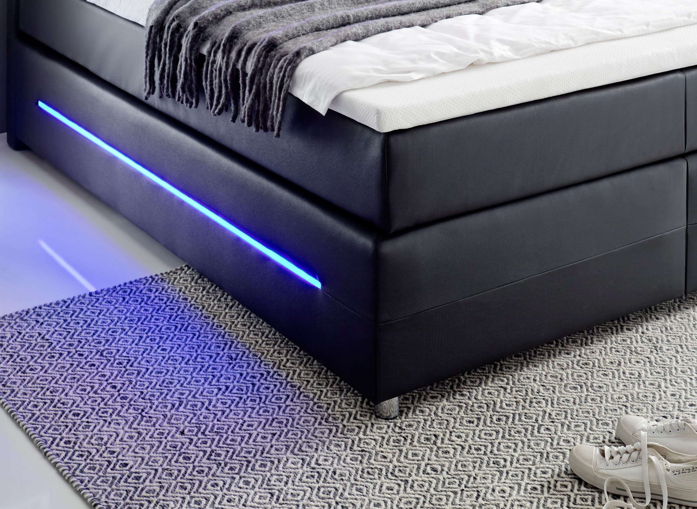 meise.möbel Boxspringbett »Lights«, mit LED Beleuchtung, wahlweise mit Bettkasten