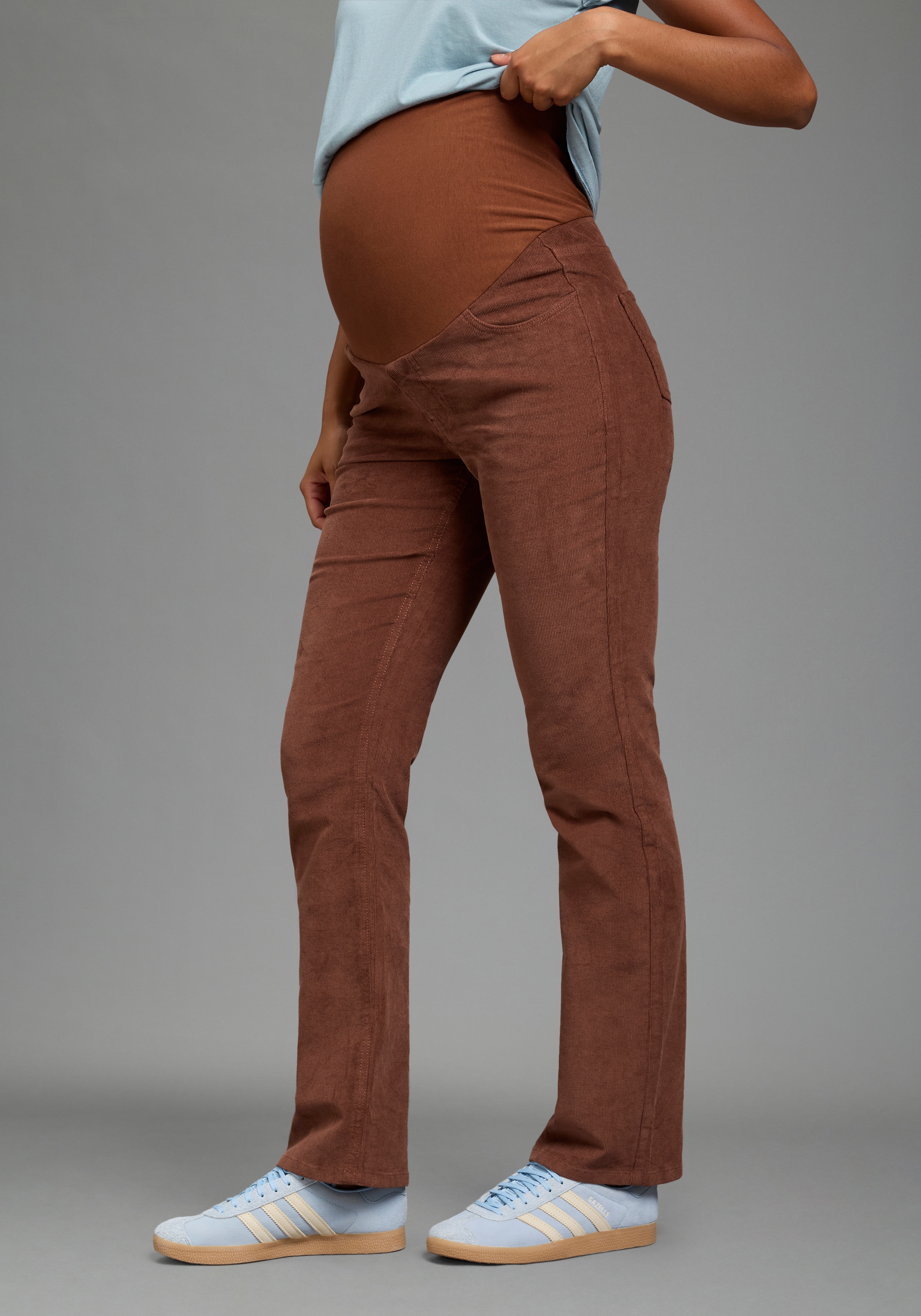 Neun Monate Umstandshose "Umstands-Cordhose" gerades Bein, extrabreites Bündchen, elastisches Material