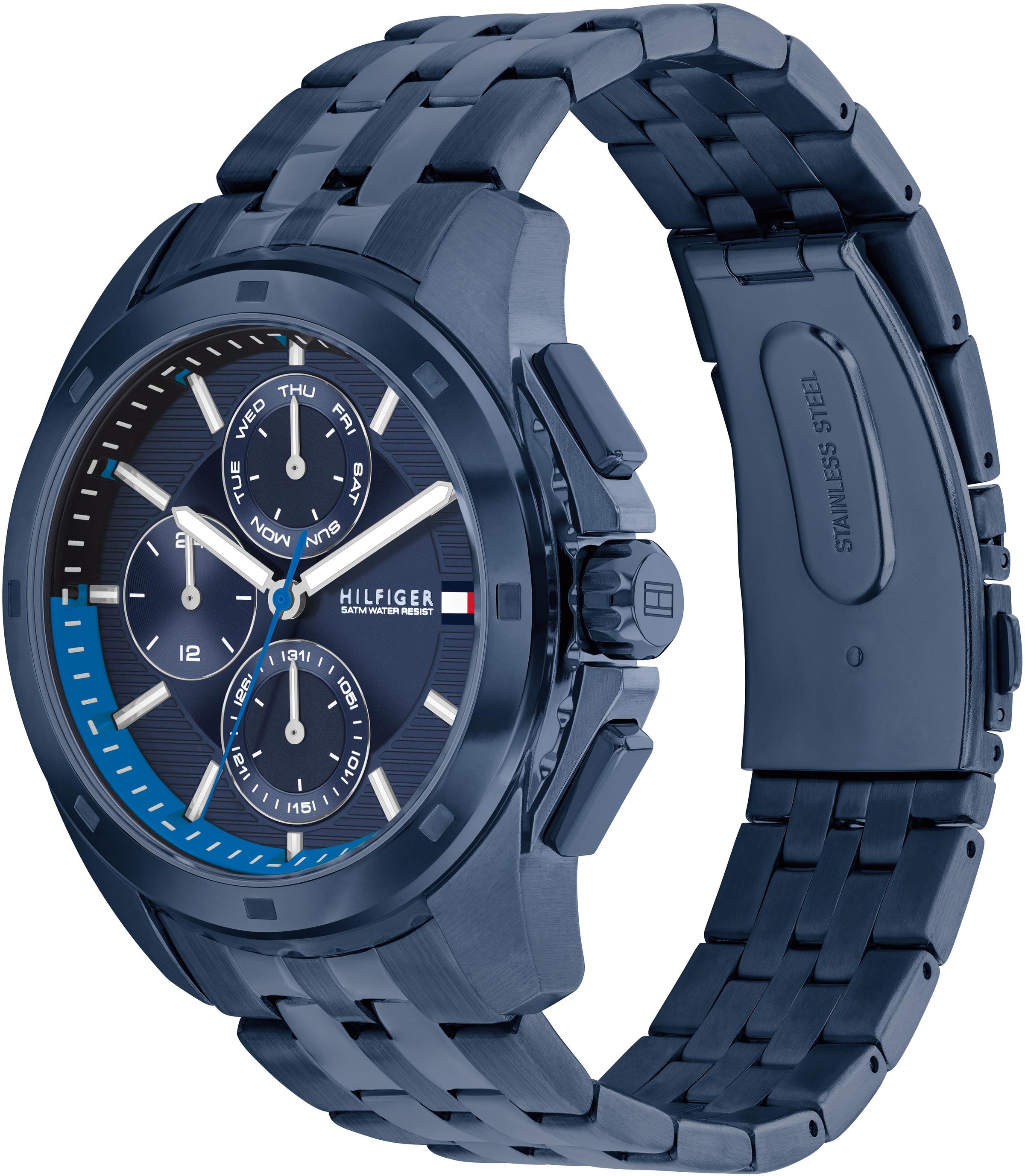 Tommy Hilfiger Multifunktionsuhr »WALKER«, Quarzuhr, Armbanduhr, Herrenuhr, Datum, Edelstahlarmband